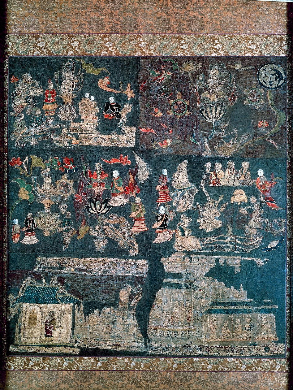 Paraíso Budista, história do Místico Chan, Templo Chuguji, Nara, Período Asuka (552-646), civilização japonesa de Japanese School