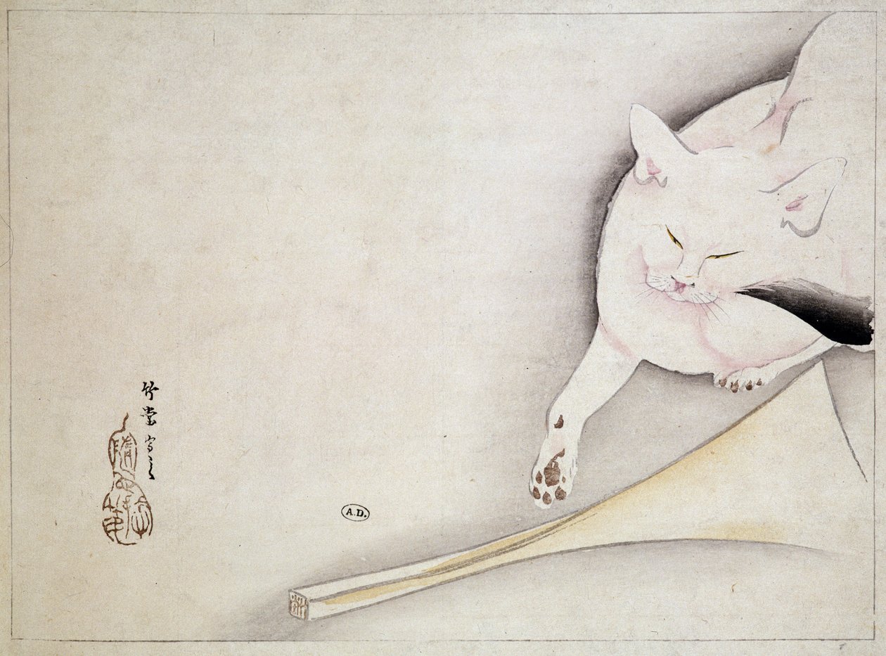Gato, desenho japonês, n.d. século XIX. de Japanese School