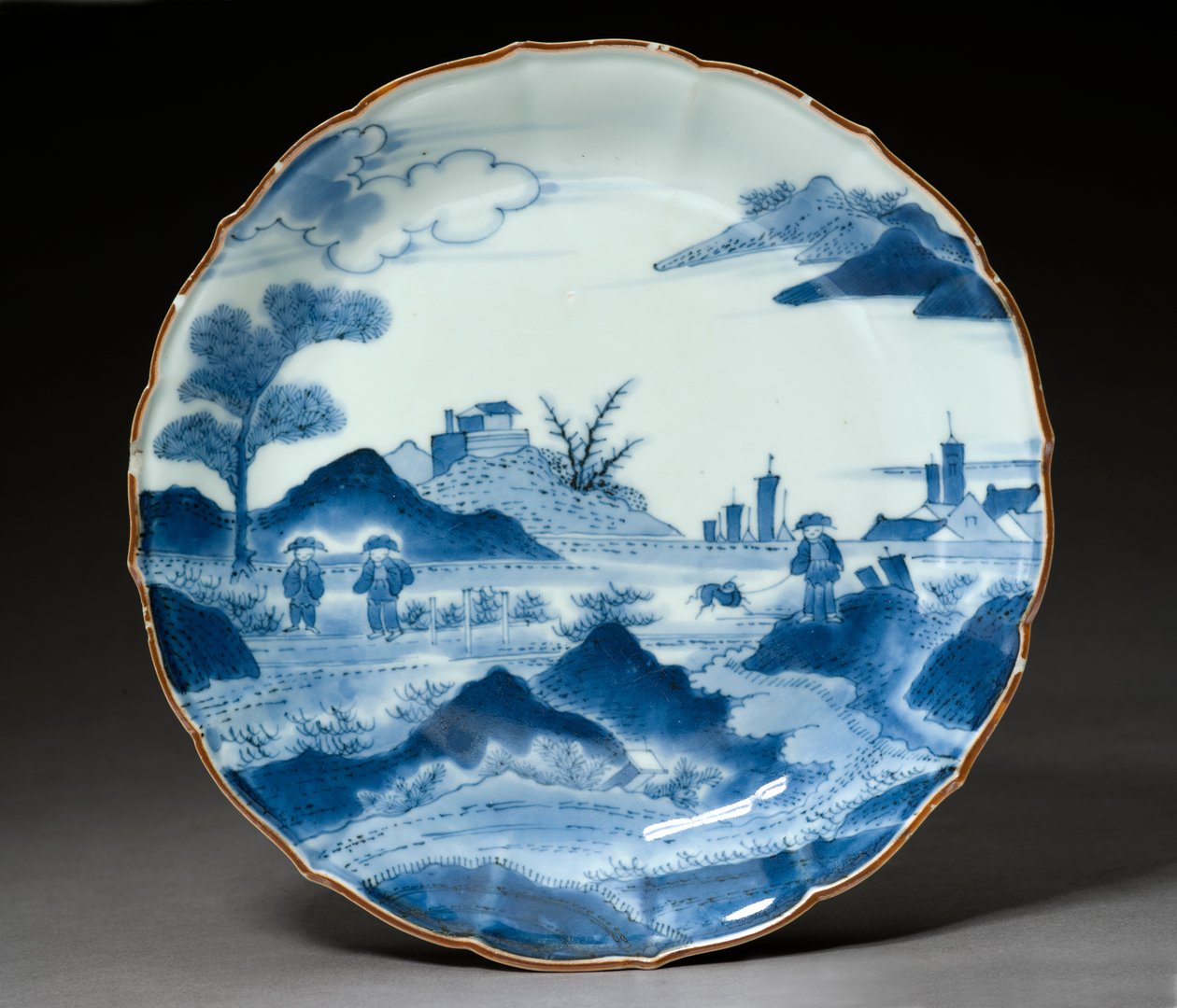 Dish, Arita ware, provavelmente do século 18 (louça de barro com underglaze azul) de Japanese School