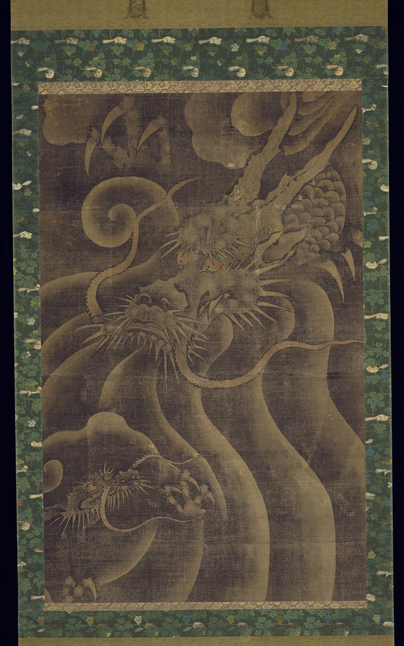Dragão (tinta e cor na seda) de Japanese School