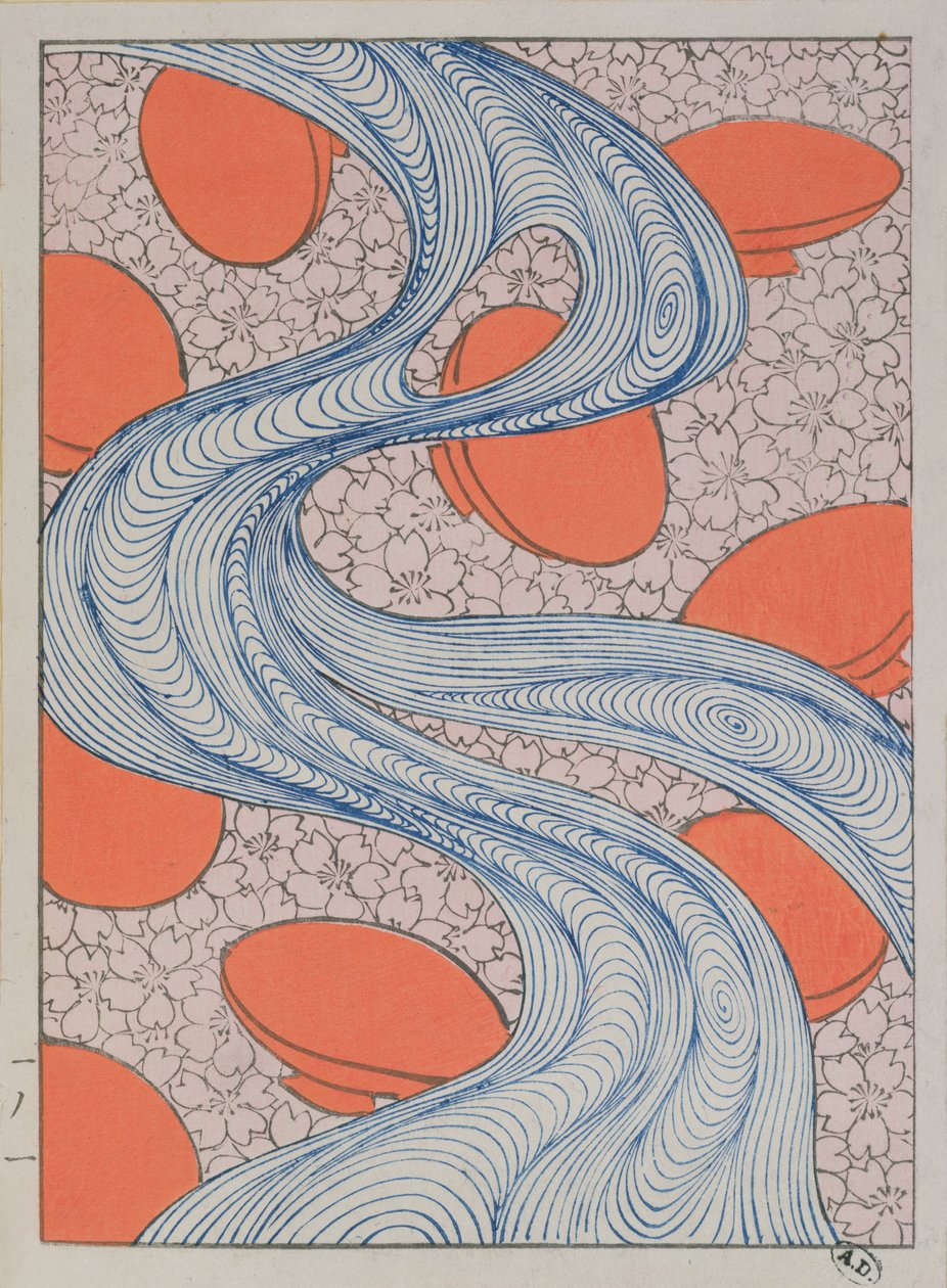 Design de tecido, final do século XIX (cor xilogravura) de Japanese School