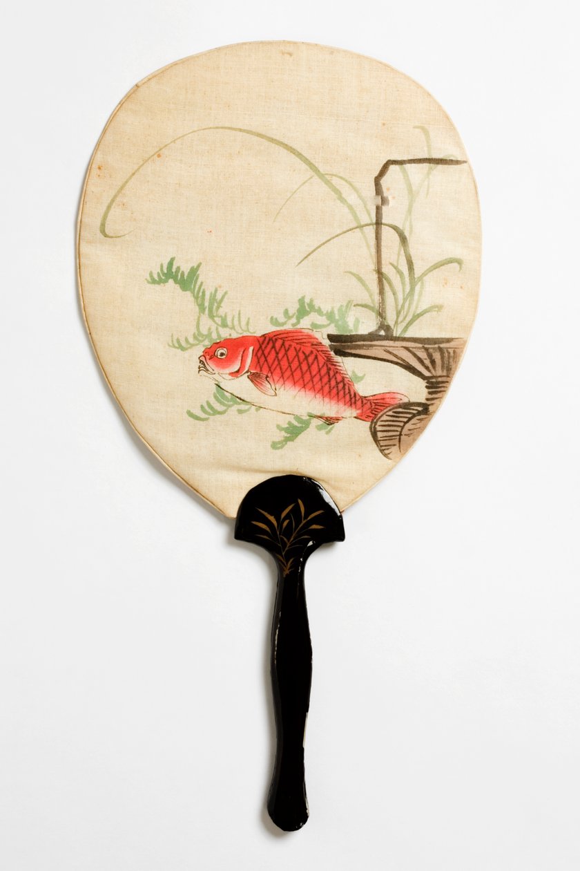 Ventilador, reverso, c.1890-c.1950 (algodão) de Japanese School