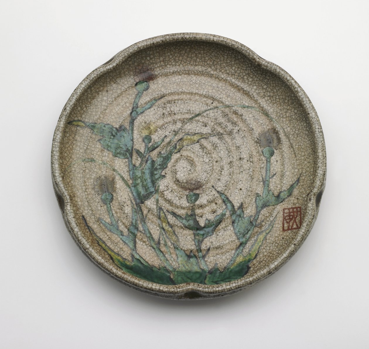 Prato de serviço cinco-lobado, prefecture de Gifu, período de Edo (cerâmica) de Japanese School