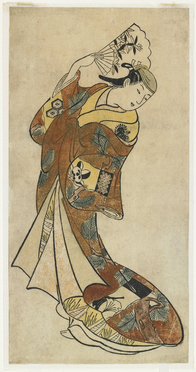 Fujimura Handay II em uma cena de dança, de 1720 de Japanese School