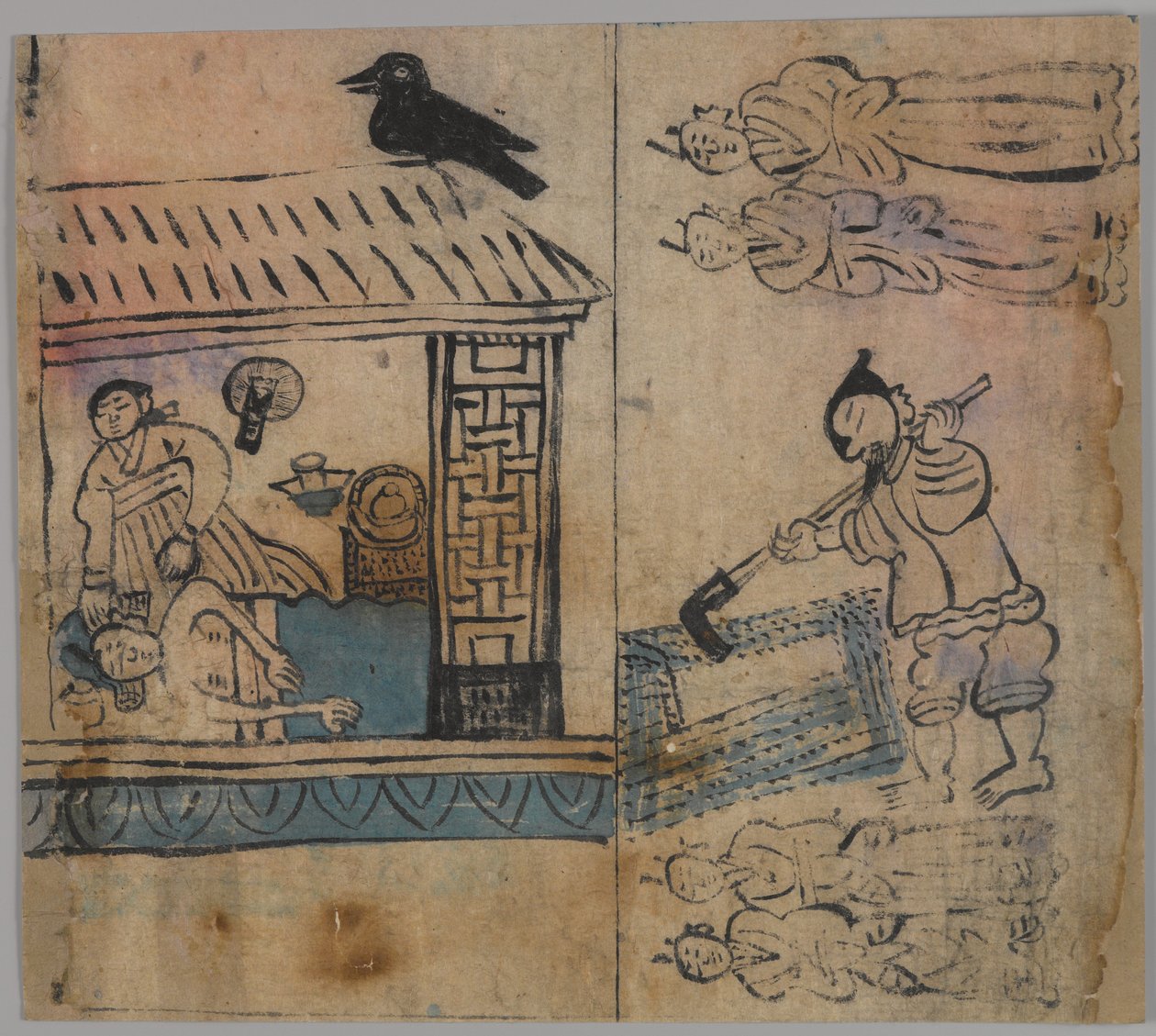 Cena de gênero, um dos quatro (tinta e cor no papel) (ver também 861303-5) de Japanese School