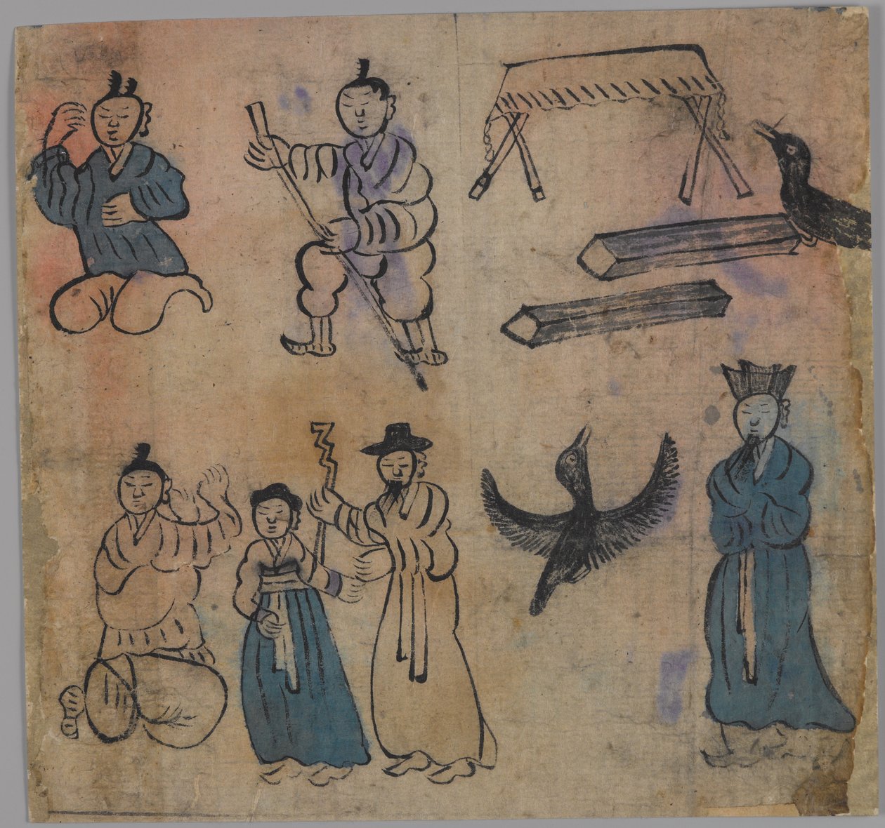 Cena de gênero, um dos quatro (tinta e cor no papel) (ver também 861303-6) de Japanese School