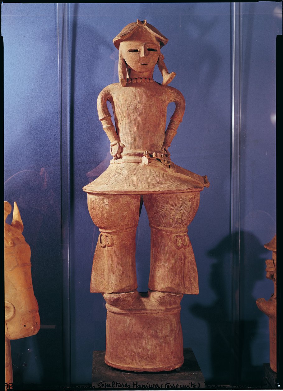 Figura de Haniwa, 250-550 (louça de barro vermelha) de Japanese School