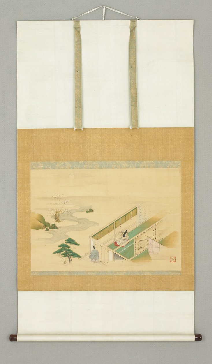 Casa na paisagem, início do século XVIII (tinta e cor sobre papel) de Japanese School