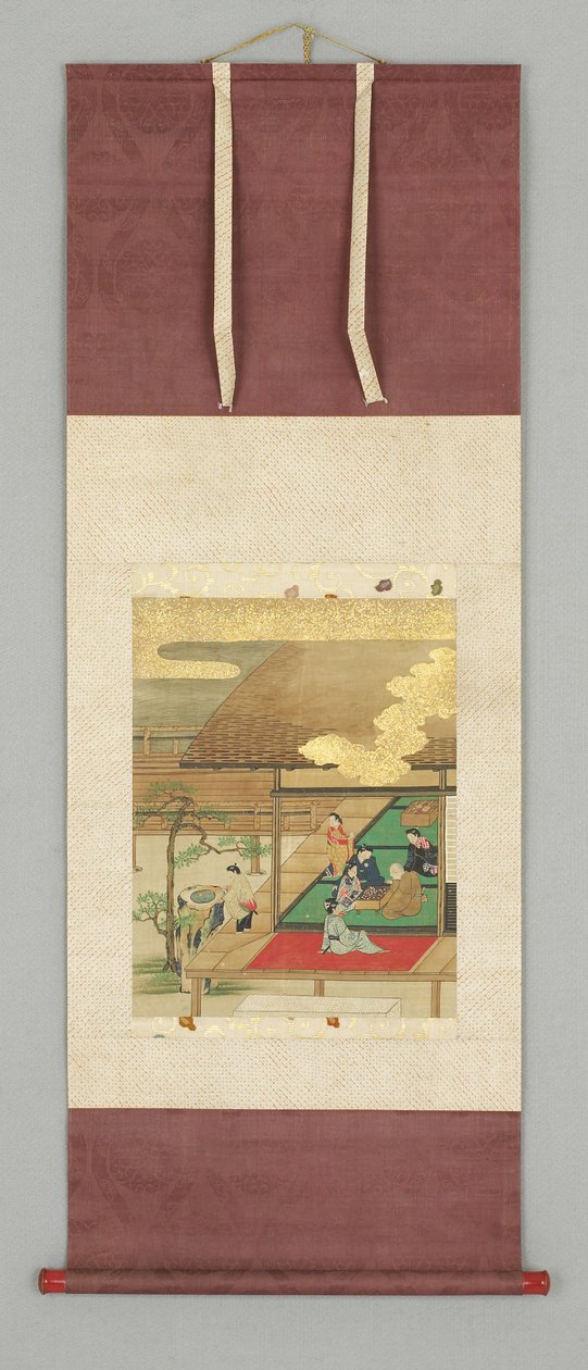 Terraço da casa com figuras de Japanese School