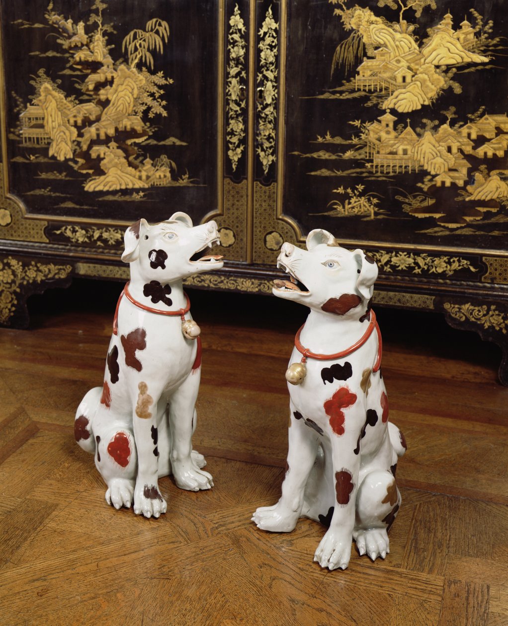 Imari par de cães sentados (porcelana de pasta dura) de Japanese School