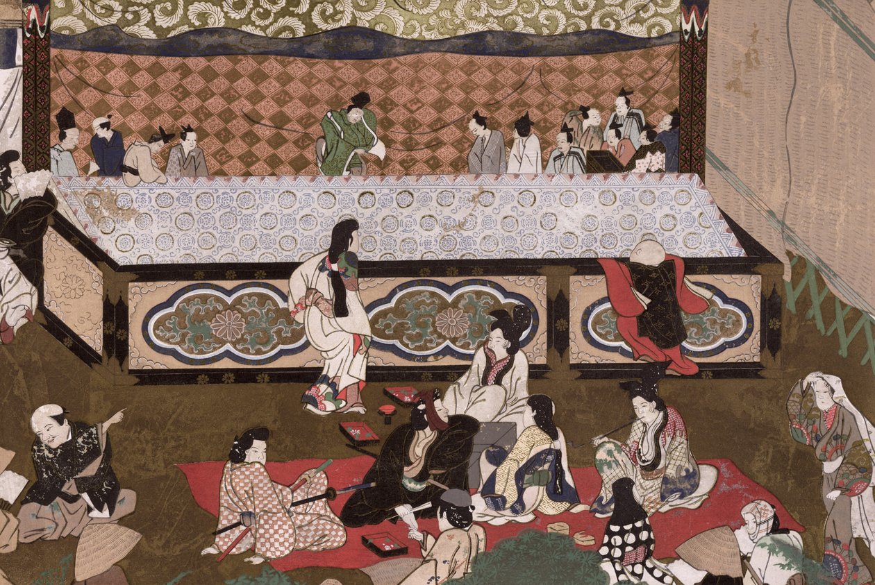Teatro Kabuki numa feira em Quioto, ilustração após um 17º quadro de 