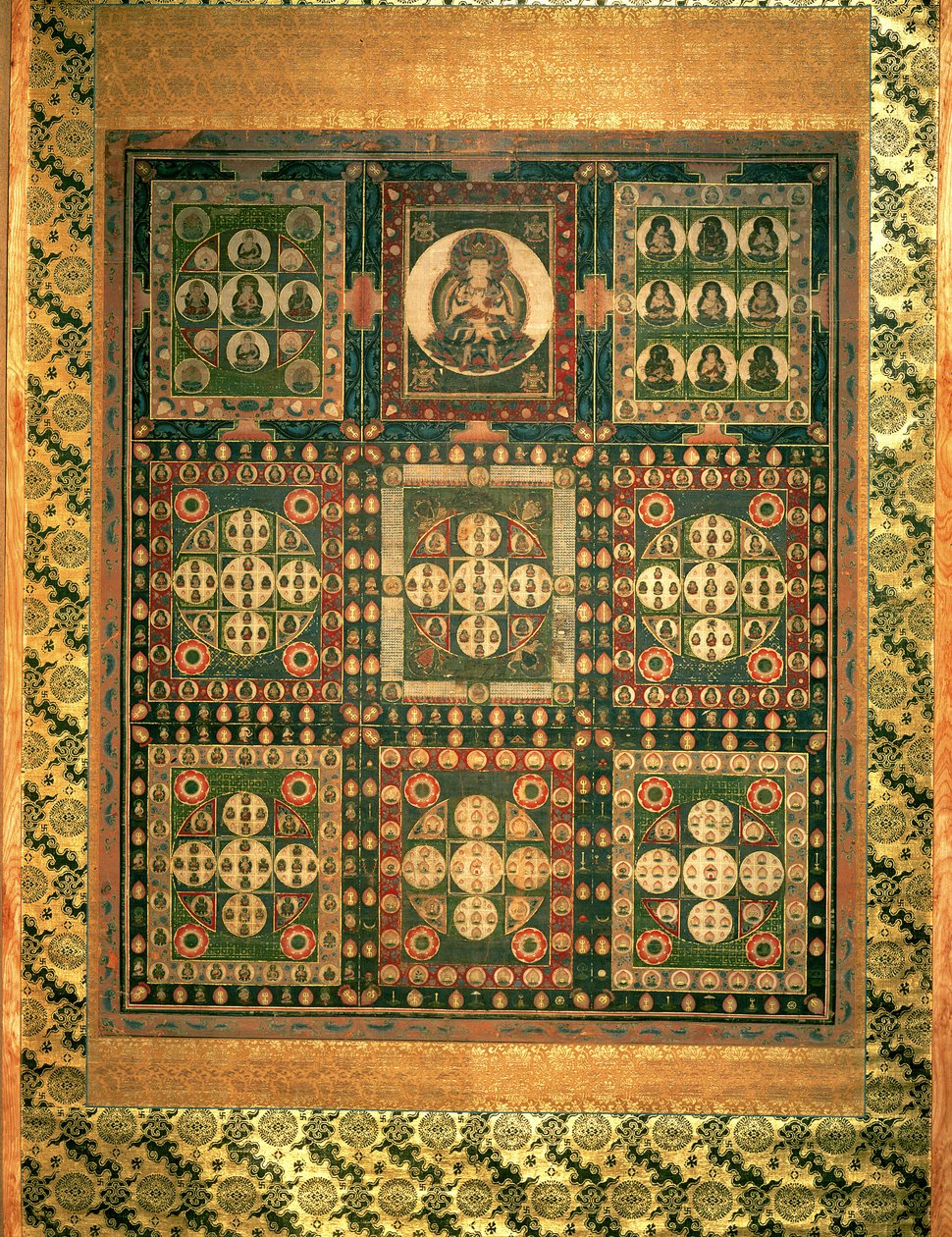 Kongo-kai Mandara, período Kamakara (wc opaco, tinta e ouro sobre seda) (ver também 203663) de Japanese School
