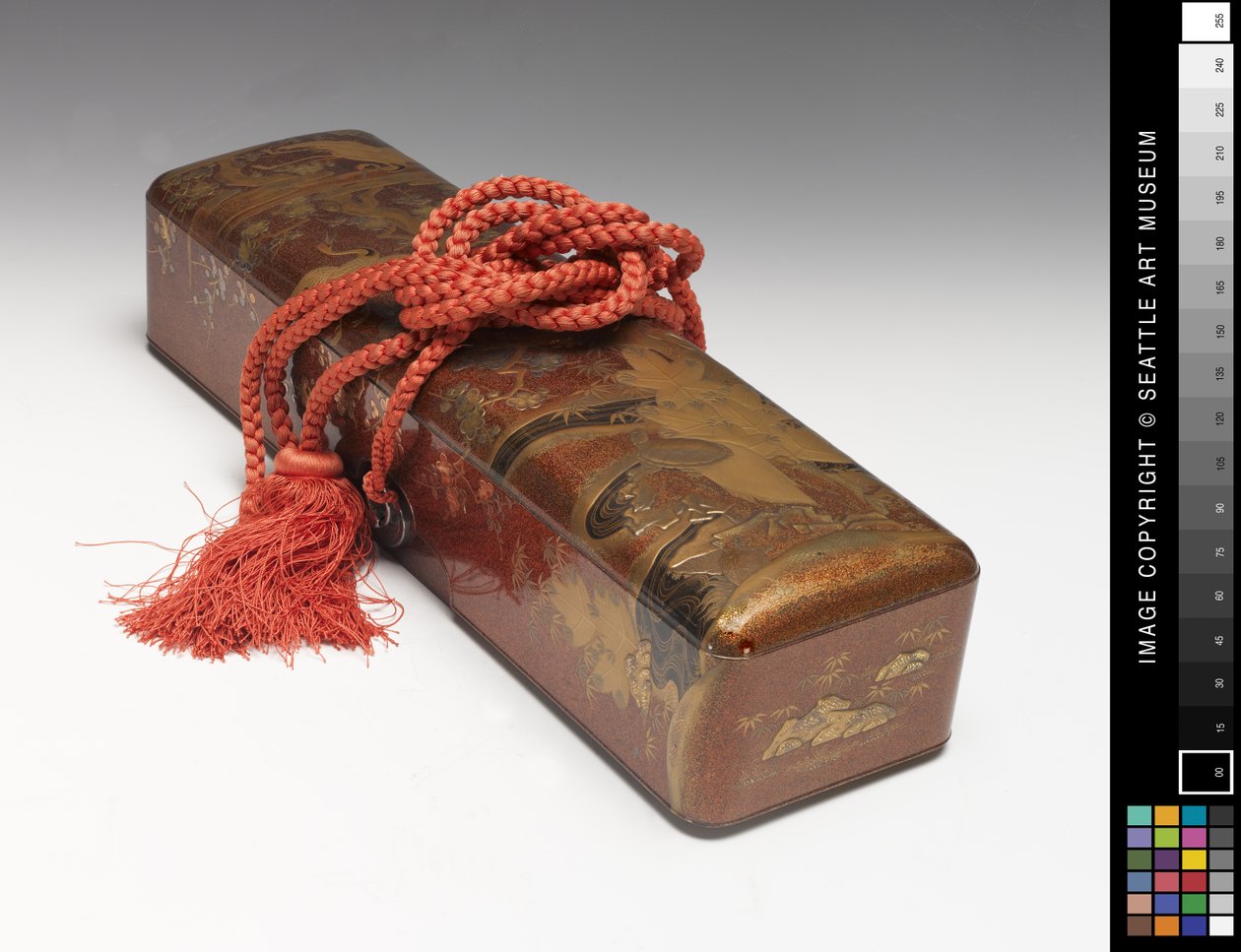 Caixa Longa Daimyo (verniz dourado e cobre) de Japanese School