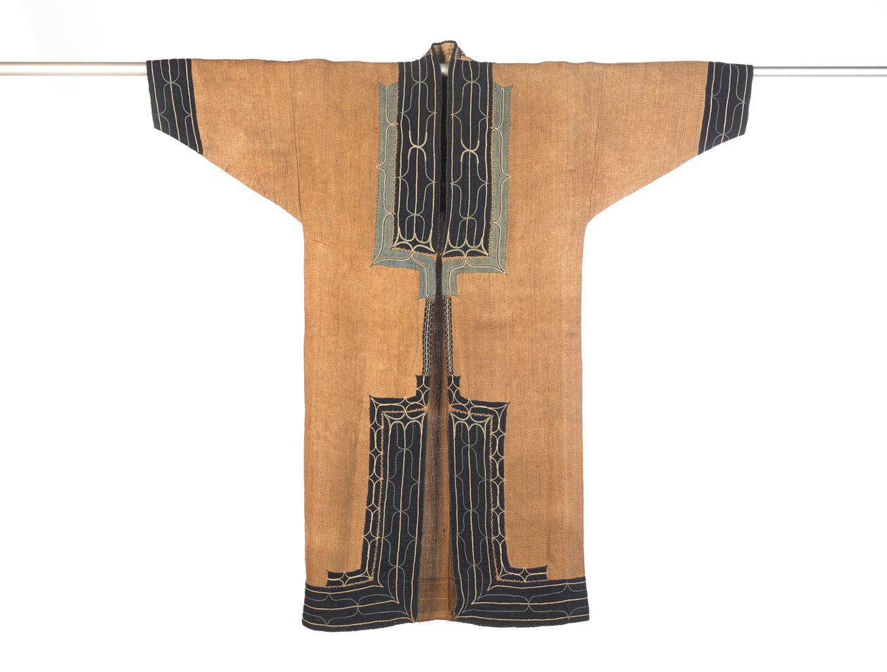Man&39;s Robe, final do século 19 ao início do século 20 (casca de olmo com apliques de algodão e bordado de seda) de Japanese School