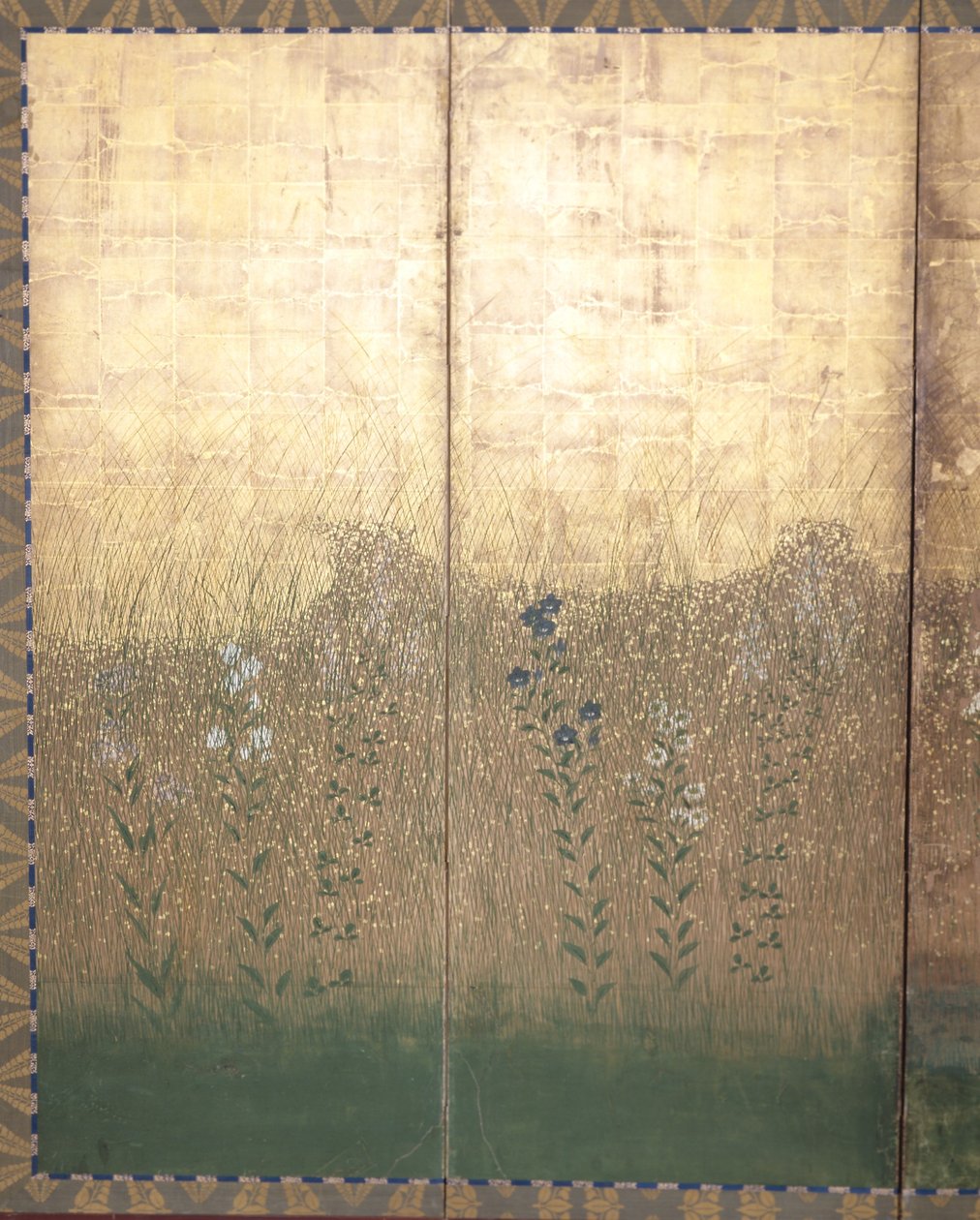 Lua na planície de Musashi (cor e ouro sobre papel) de Japanese School