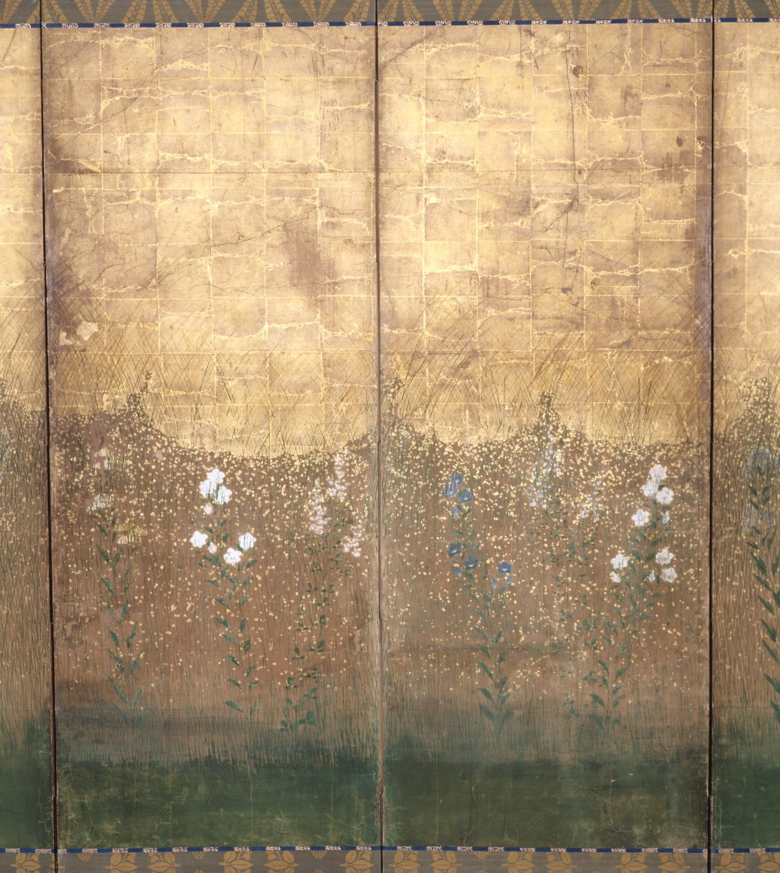 Lua na planície de Musashi (cor e ouro sobre papel) de Japanese School