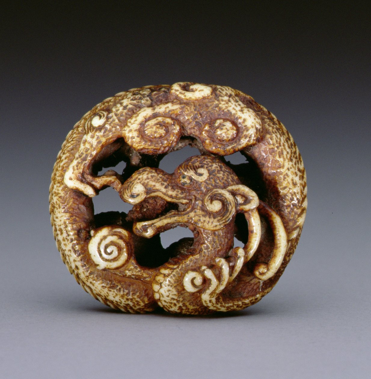 Netsuke representando um dragão de água, c.1870-80 (stag-antler) de Japanese School