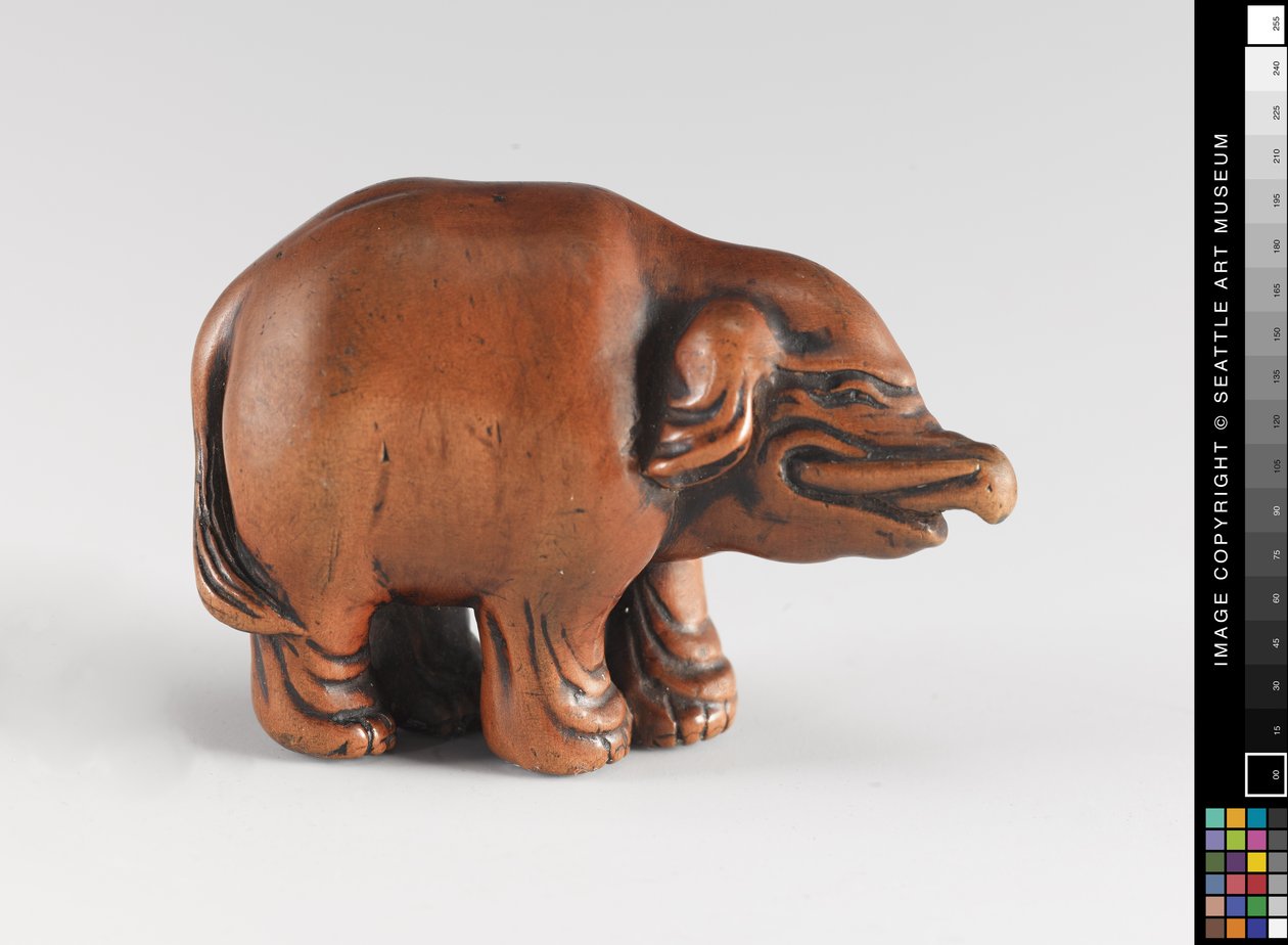 Netsuke modelado como um elefante, século 18 a 19 de Japanese School