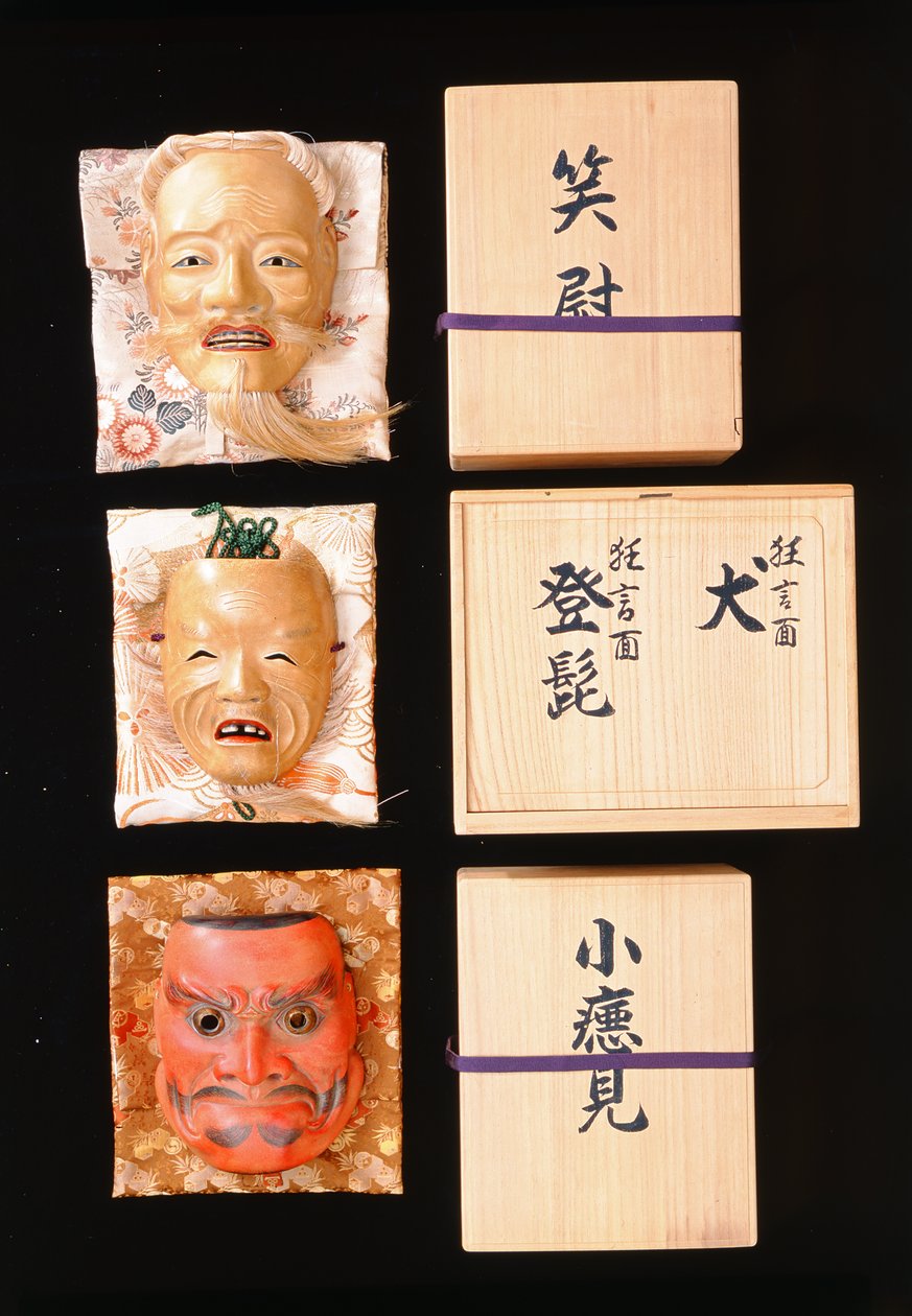 Noh Masks (madeira lacada) de Japanese School