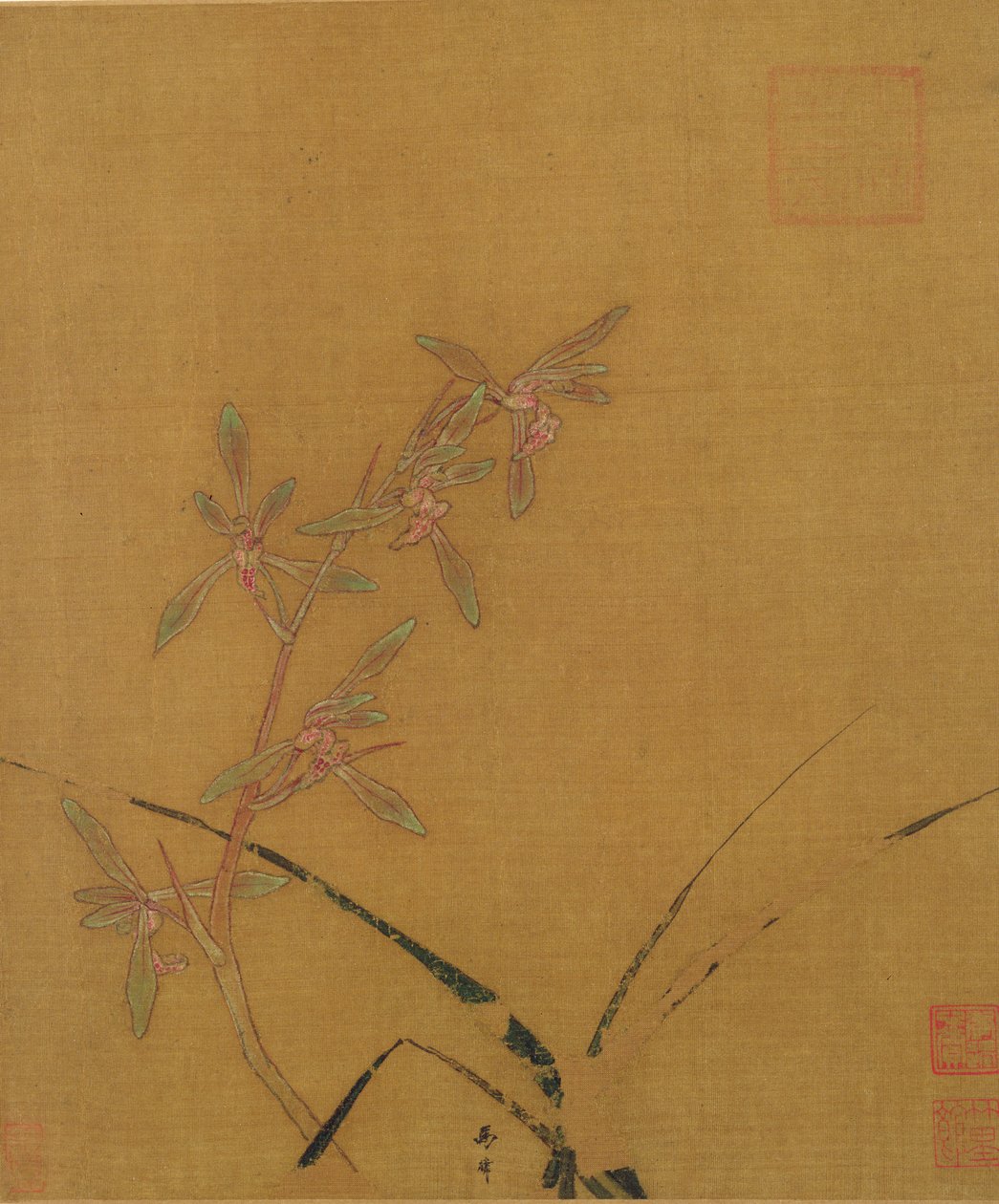Orquídeas (tinta em seda) de Japanese School