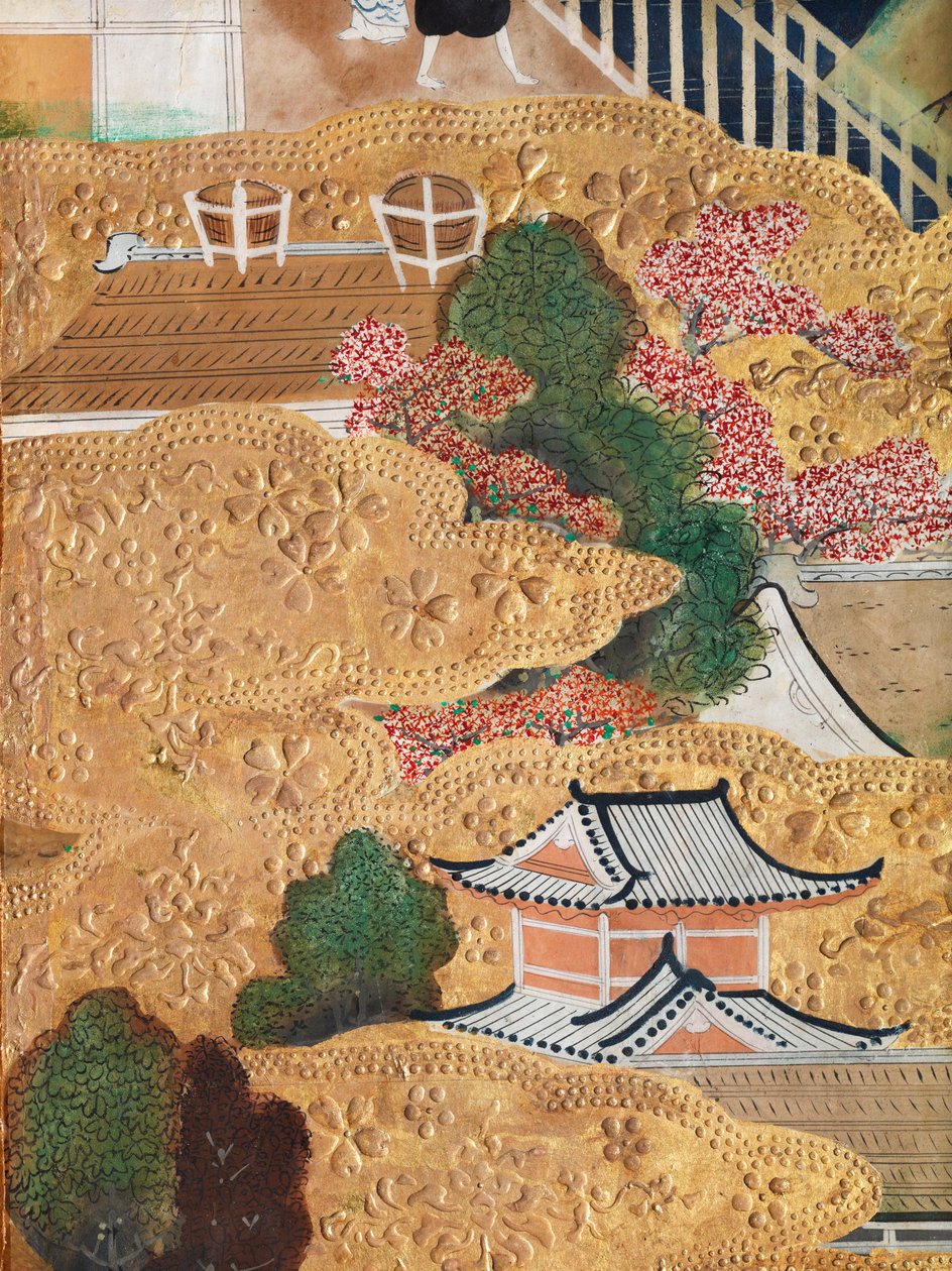 Osakazu Byobu - Biombo japonês de oito painéis (pintura) de Japanese School