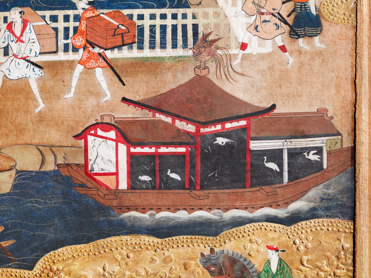 Osakazu Byobu - Biombo japonês de oito painéis (pintura) de Japanese School