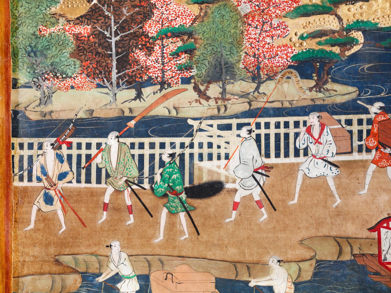 Osakazu Byobu - Biombo japonês de oito painéis (pintura) de Japanese School