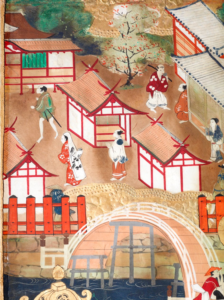 Osakazu Byobu - Biombo japonês de oito painéis (pintura) de Japanese School