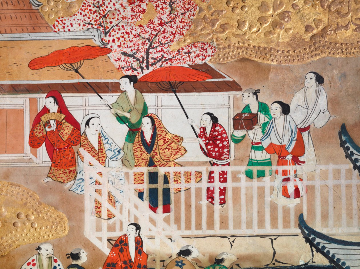 Osakazu Byobu - Biombo japonês de oito painéis (pintura) de Japanese School