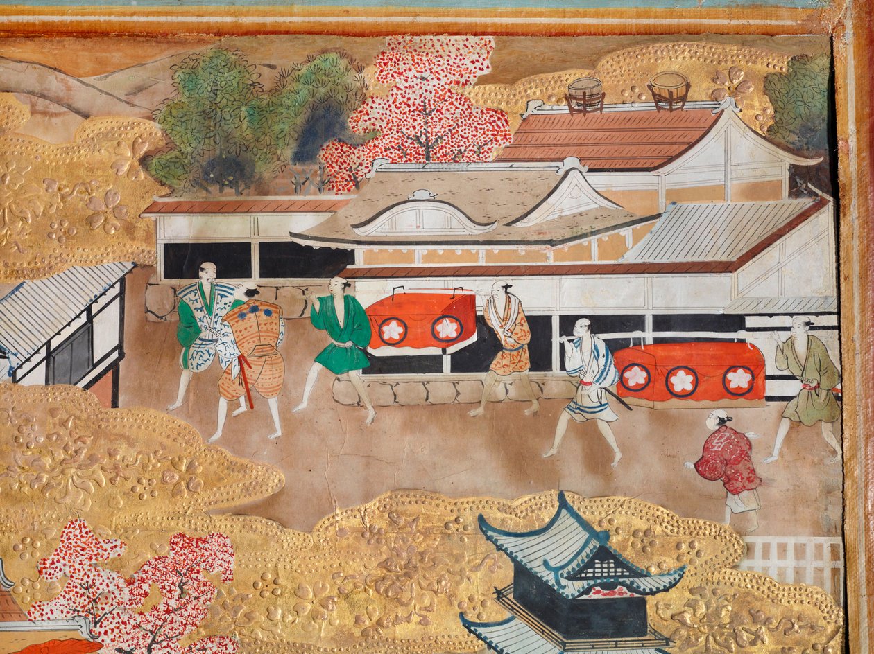 Osakazu Byobu - Biombo japonês de oito painéis (pintura) de Japanese School