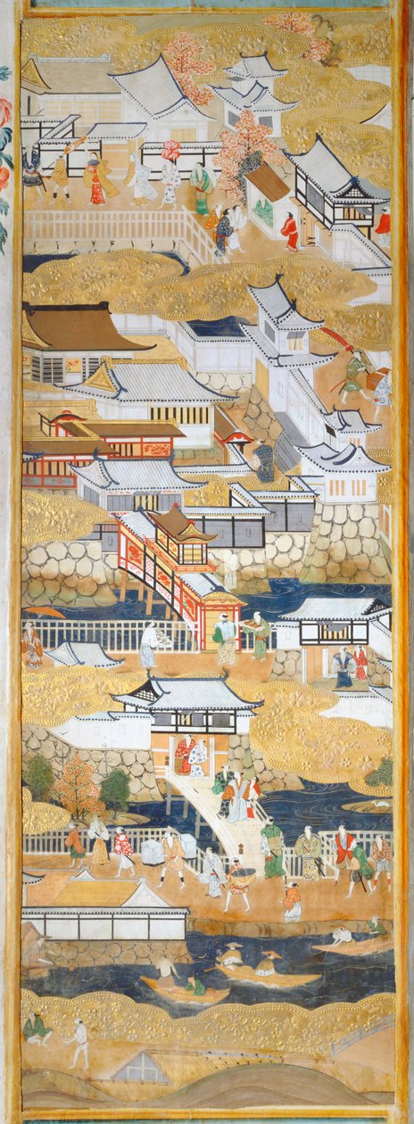 Osakazu Byobu - Biombo japonês de oito painéis (pintura) de Japanese School
