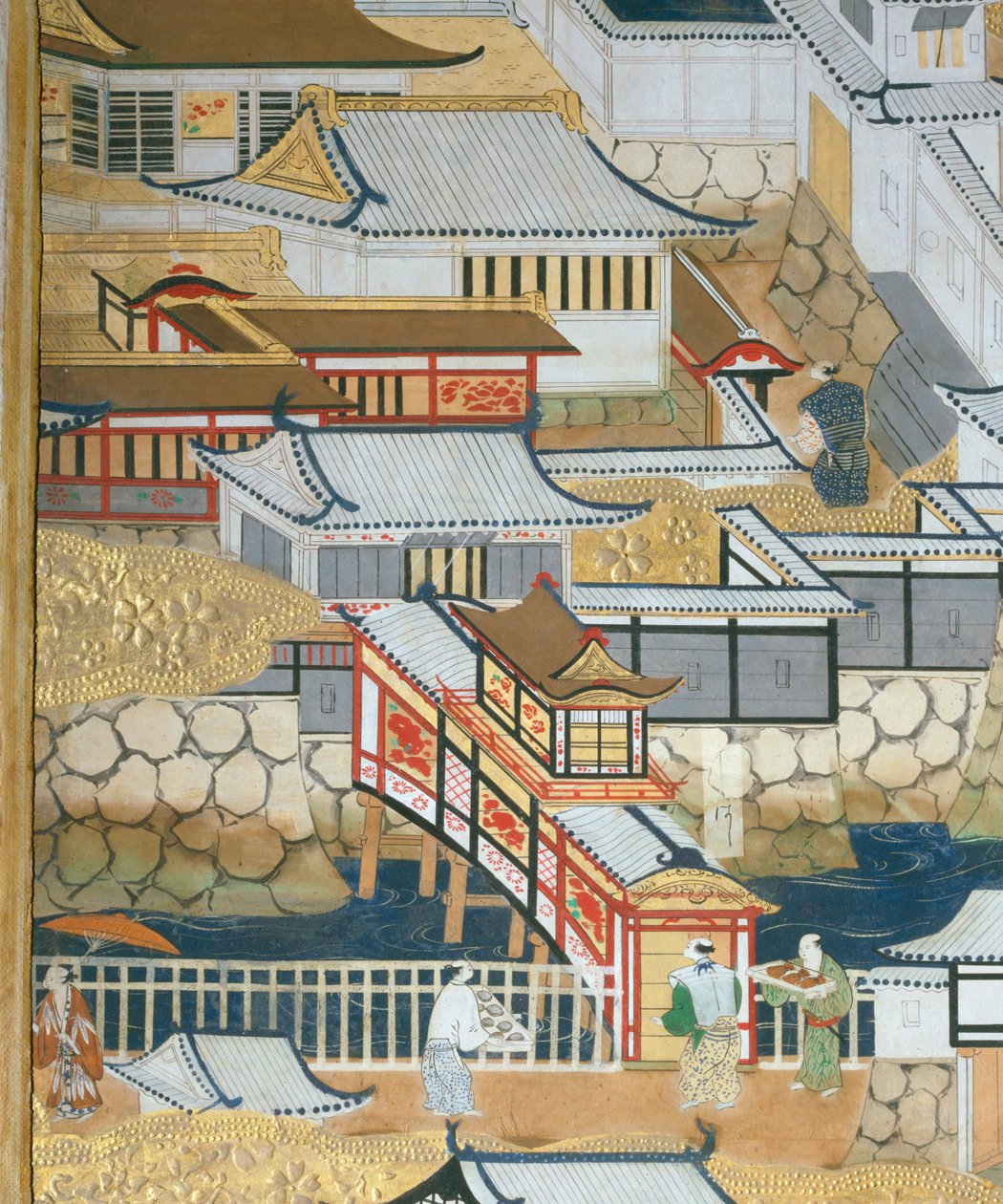 Osakazu Byobu - Biombo japonês de oito painéis (pintura) de Japanese School