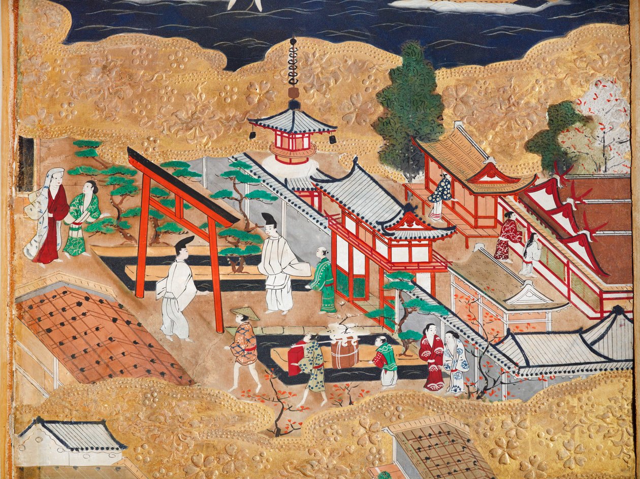 Osakazu Byobu - Biombo japonês de oito painéis (pintura) de Japanese School