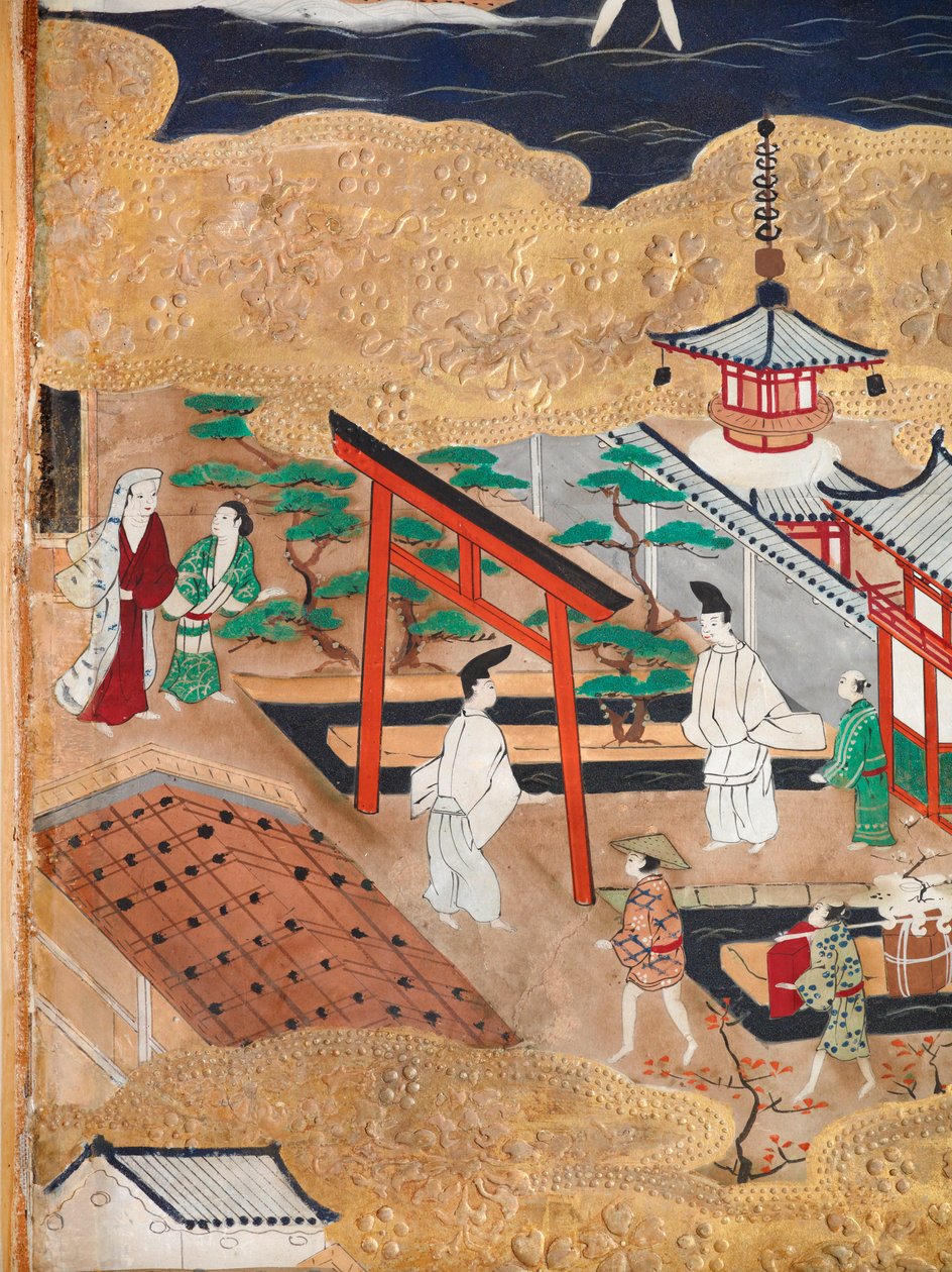 Osakazu Byobu - Biombo japonês de oito painéis (pintura) de Japanese School