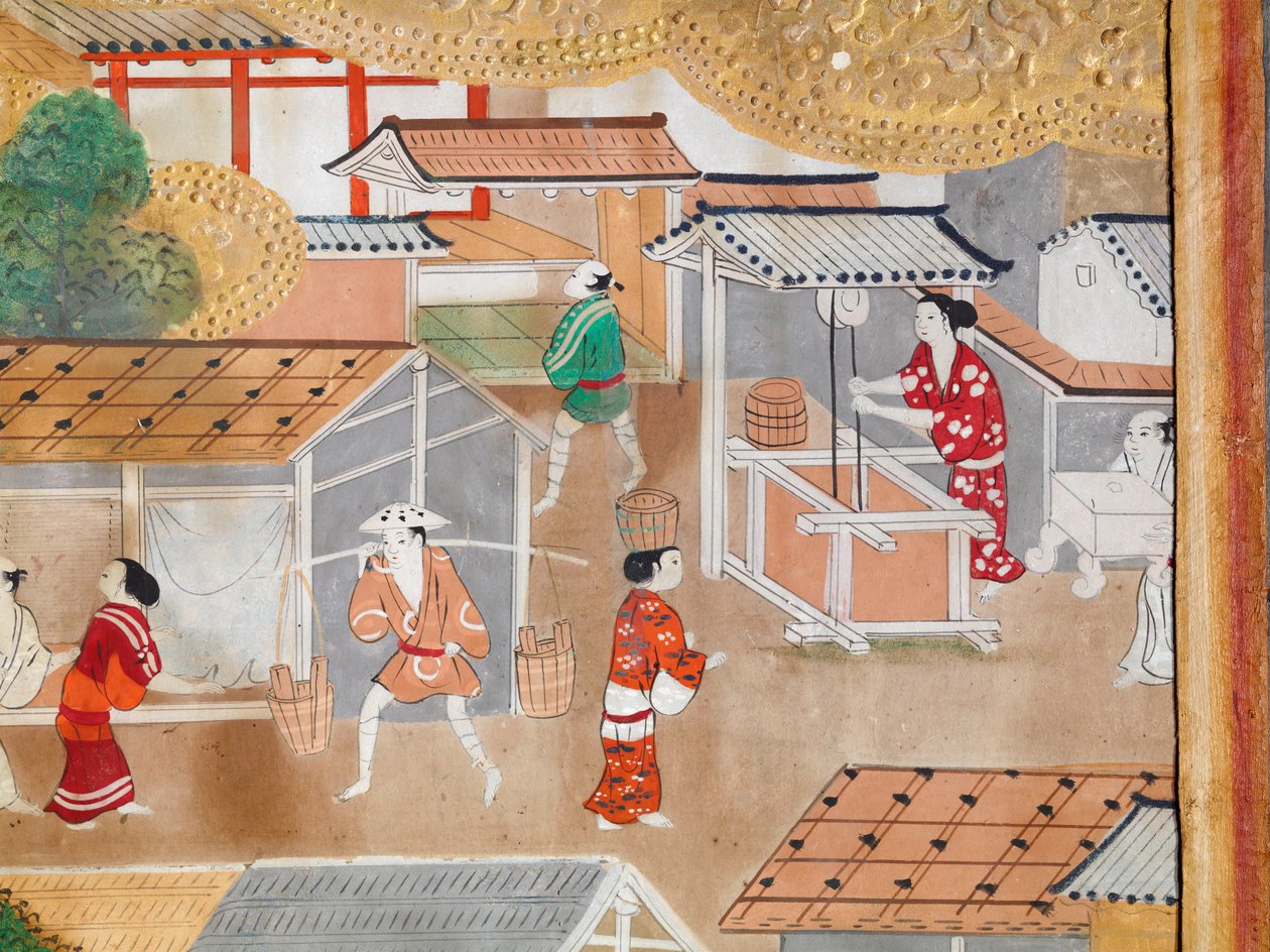 Osakazu Byobu - Biombo japonês de oito painéis (pintura) de Japanese School