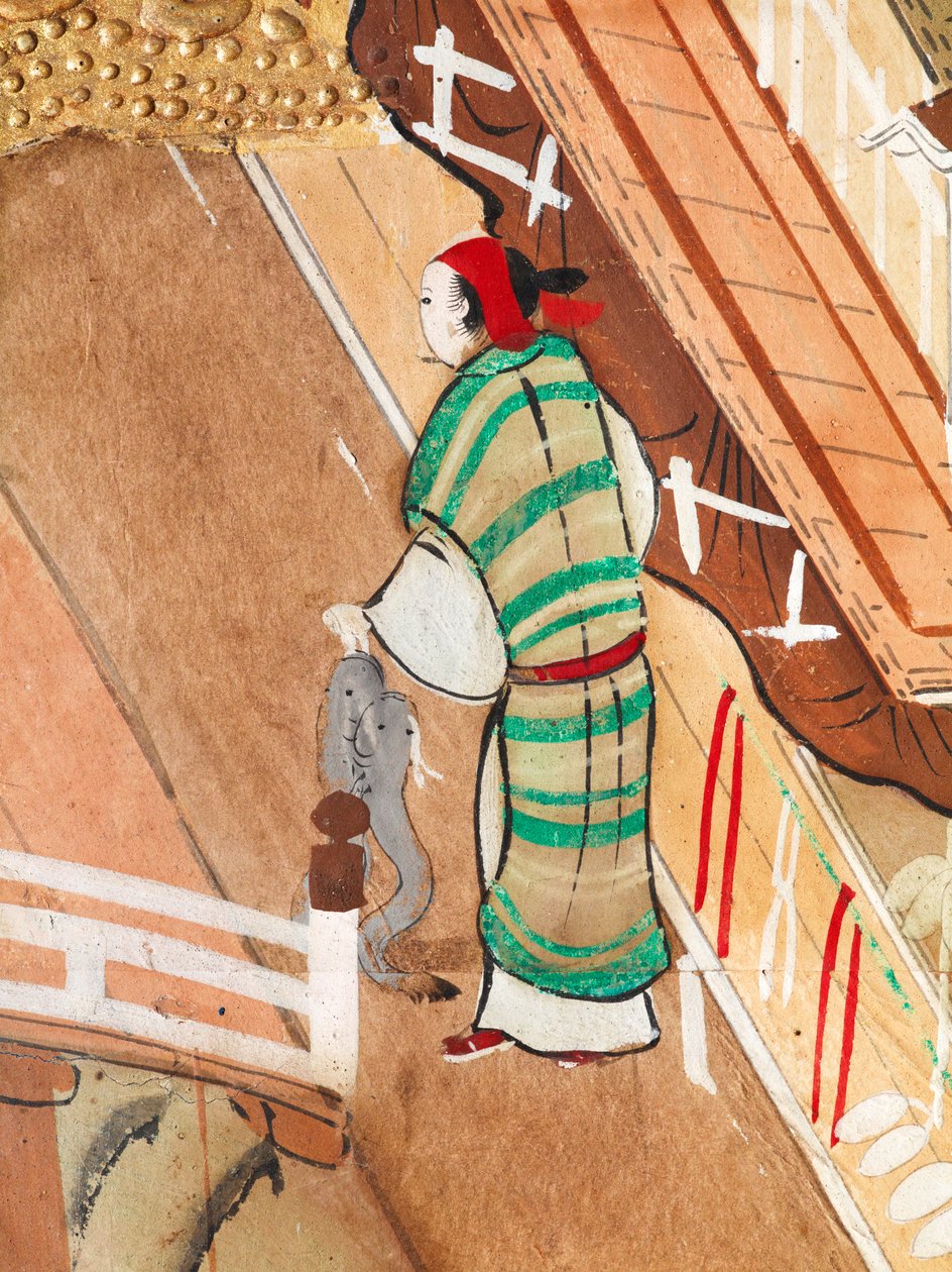 Osakazu Byobu - Biombo japonês de oito painéis (pintura) de Japanese School