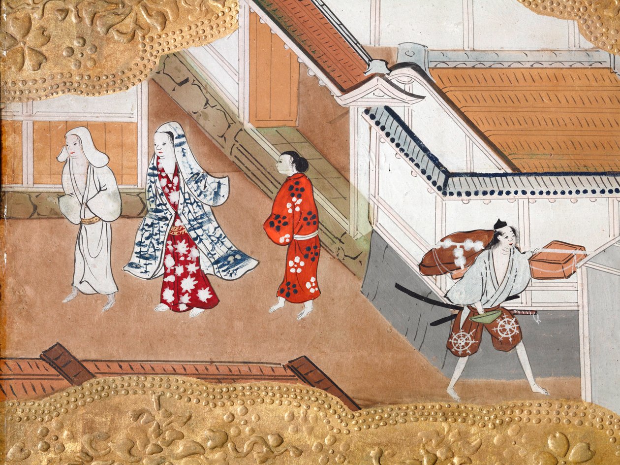 Osakazu Byobu - Biombo japonês de oito painéis (pintura) de Japanese School