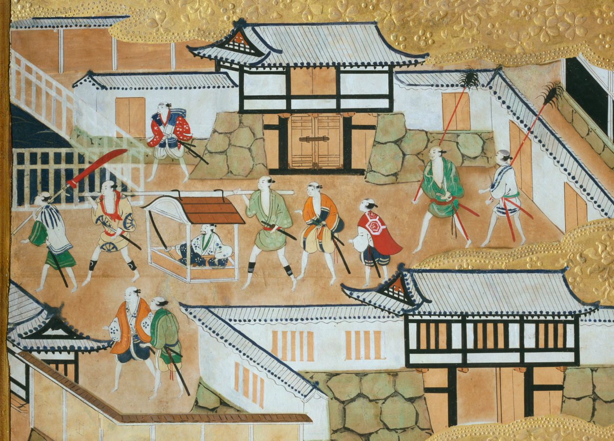 Osakazu Byobu - Biombo japonês de oito painéis (pintura) de Japanese School
