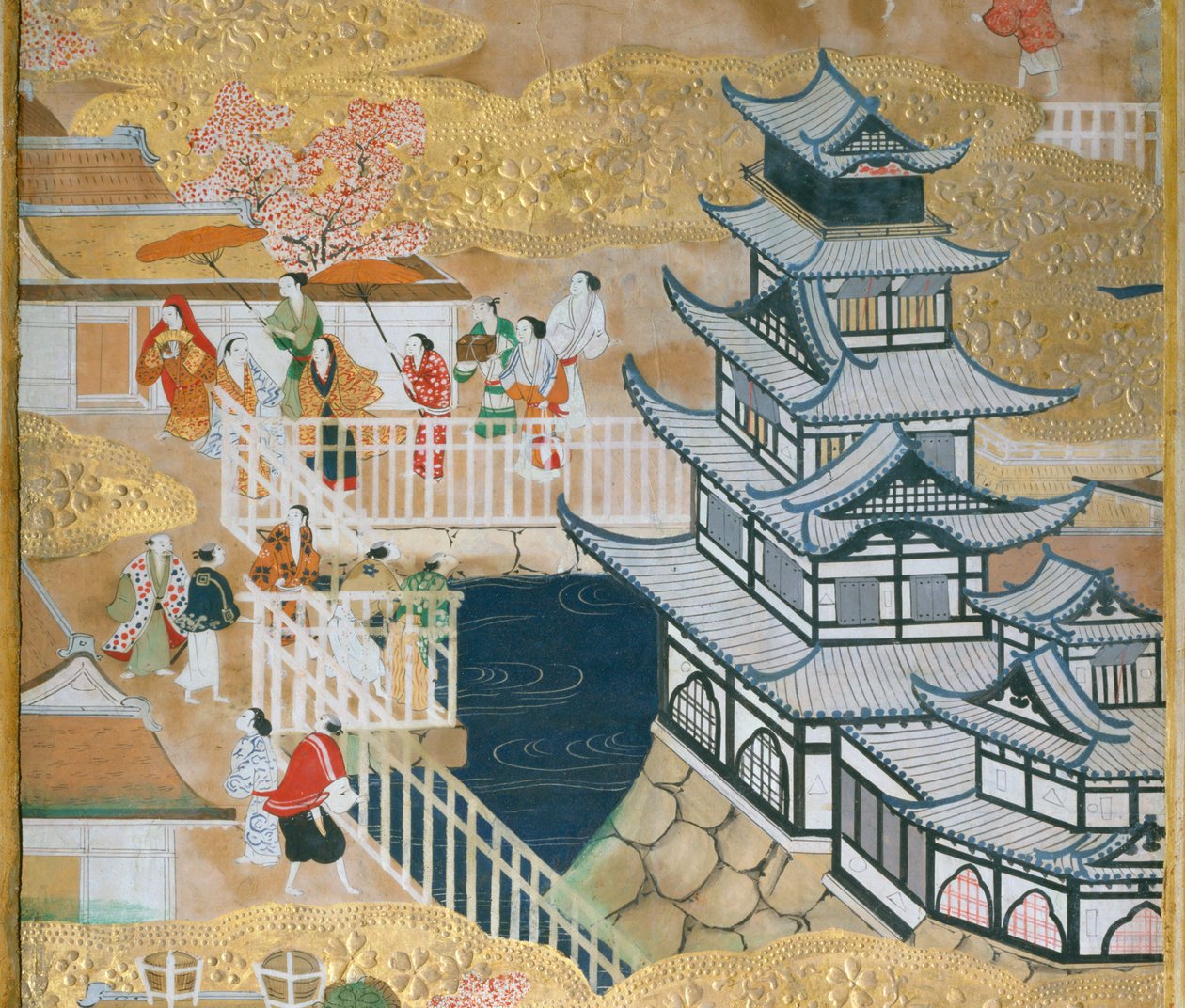 Osakazu Byobu - Biombo japonês de oito painéis (pintura) de Japanese School