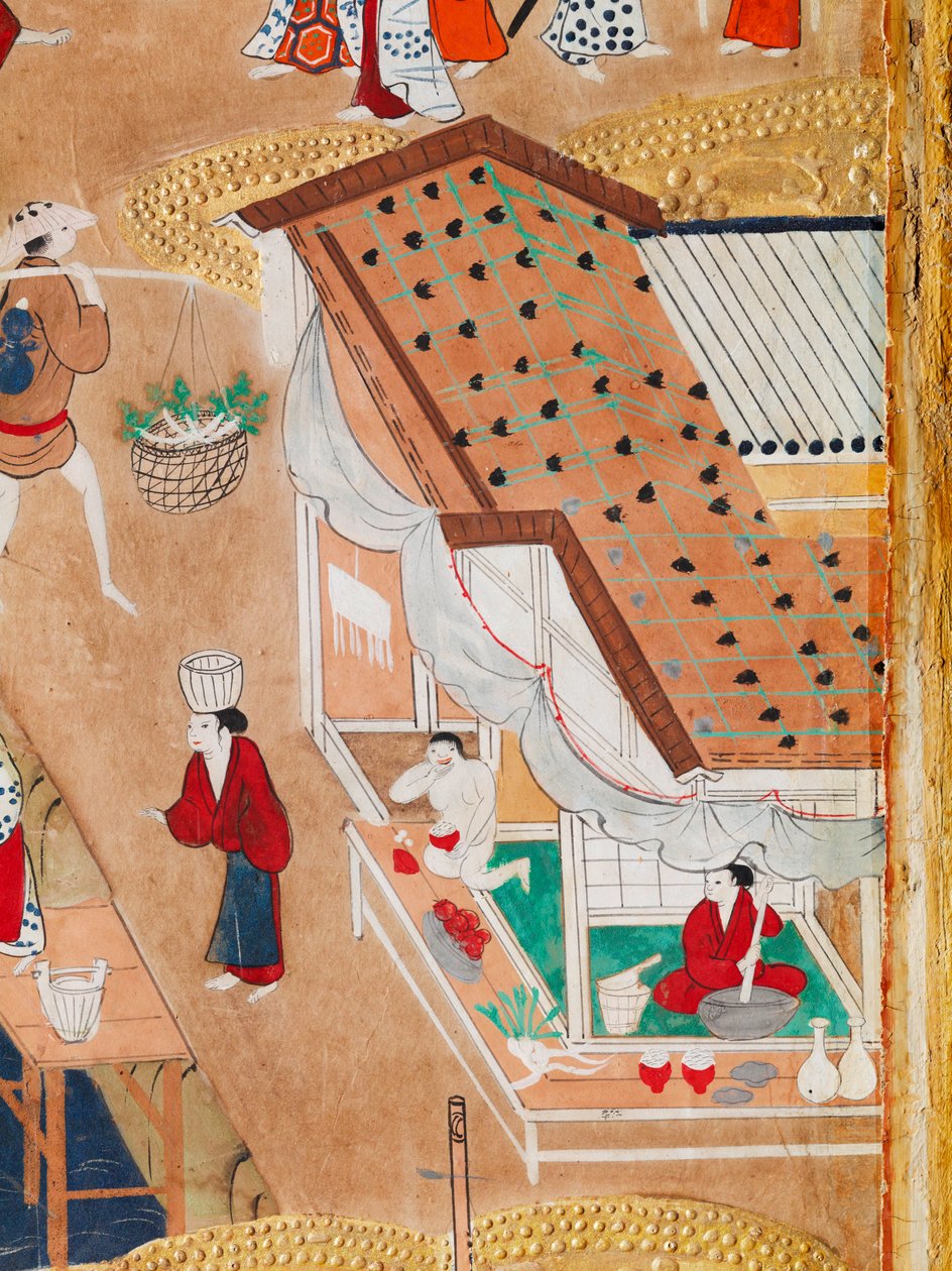 Osakazu Byobu - Biombo japonês de oito painéis (pintura) de Japanese School