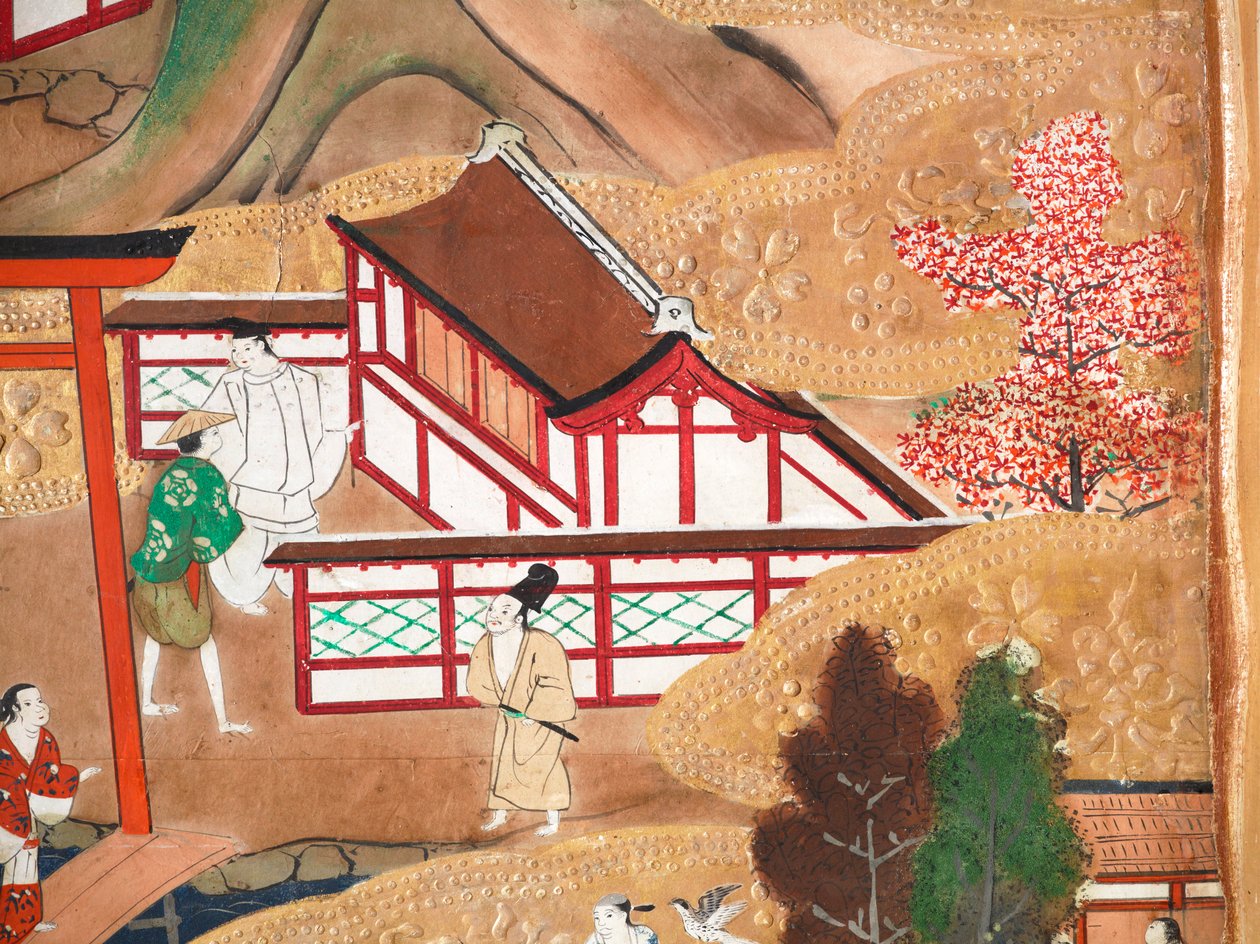Osakazu Byobu - Biombo japonês de oito painéis (pintura) de Japanese School