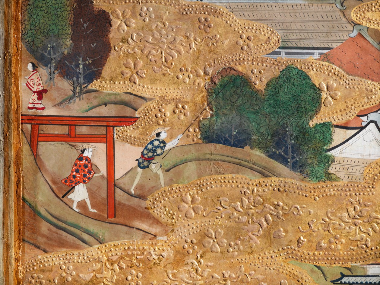 Osakazu Byobu - Biombo japonês de oito painéis (pintura) de Japanese School
