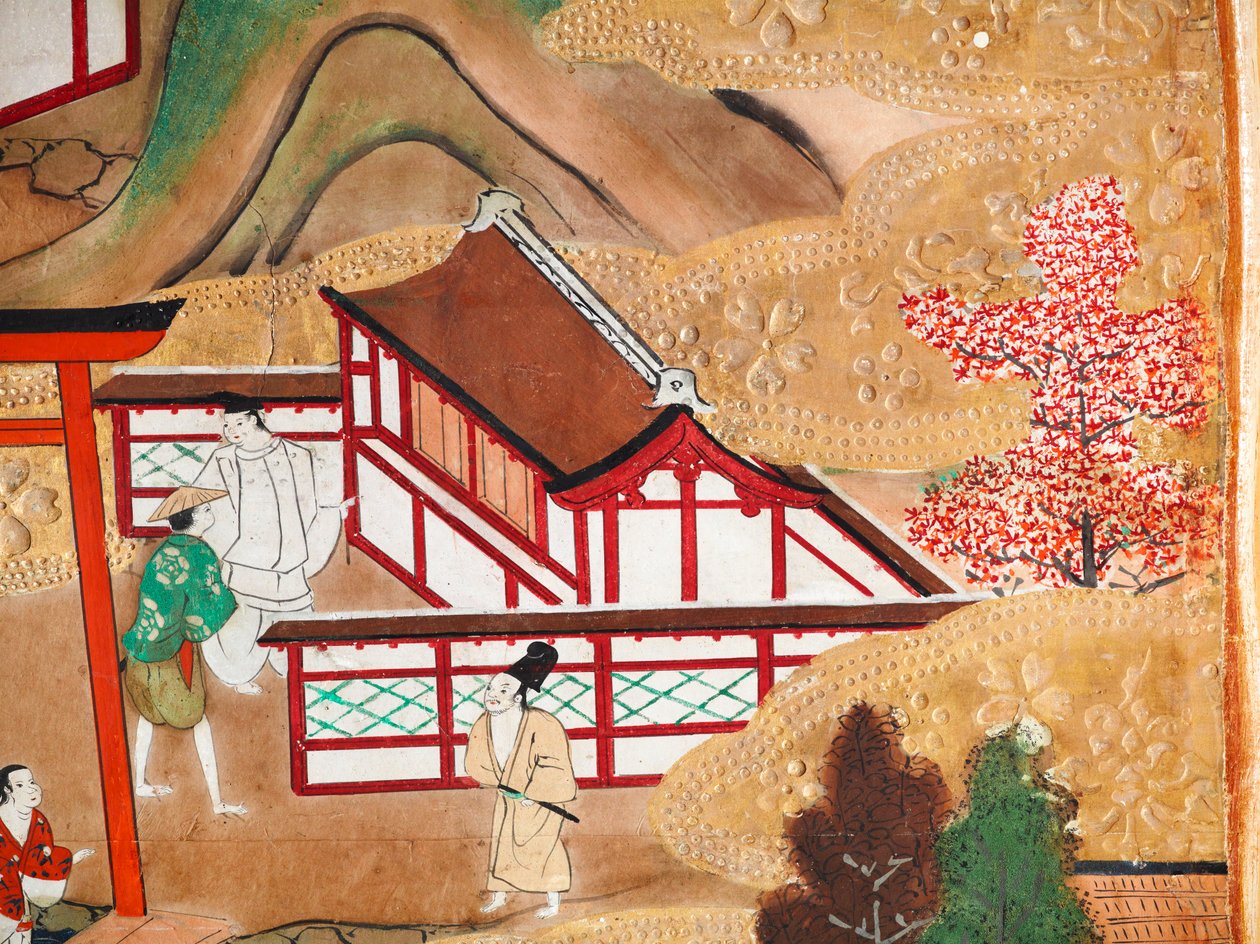 Osakazu Byobu - Biombo japonês de oito painéis (pintura) de Japanese School
