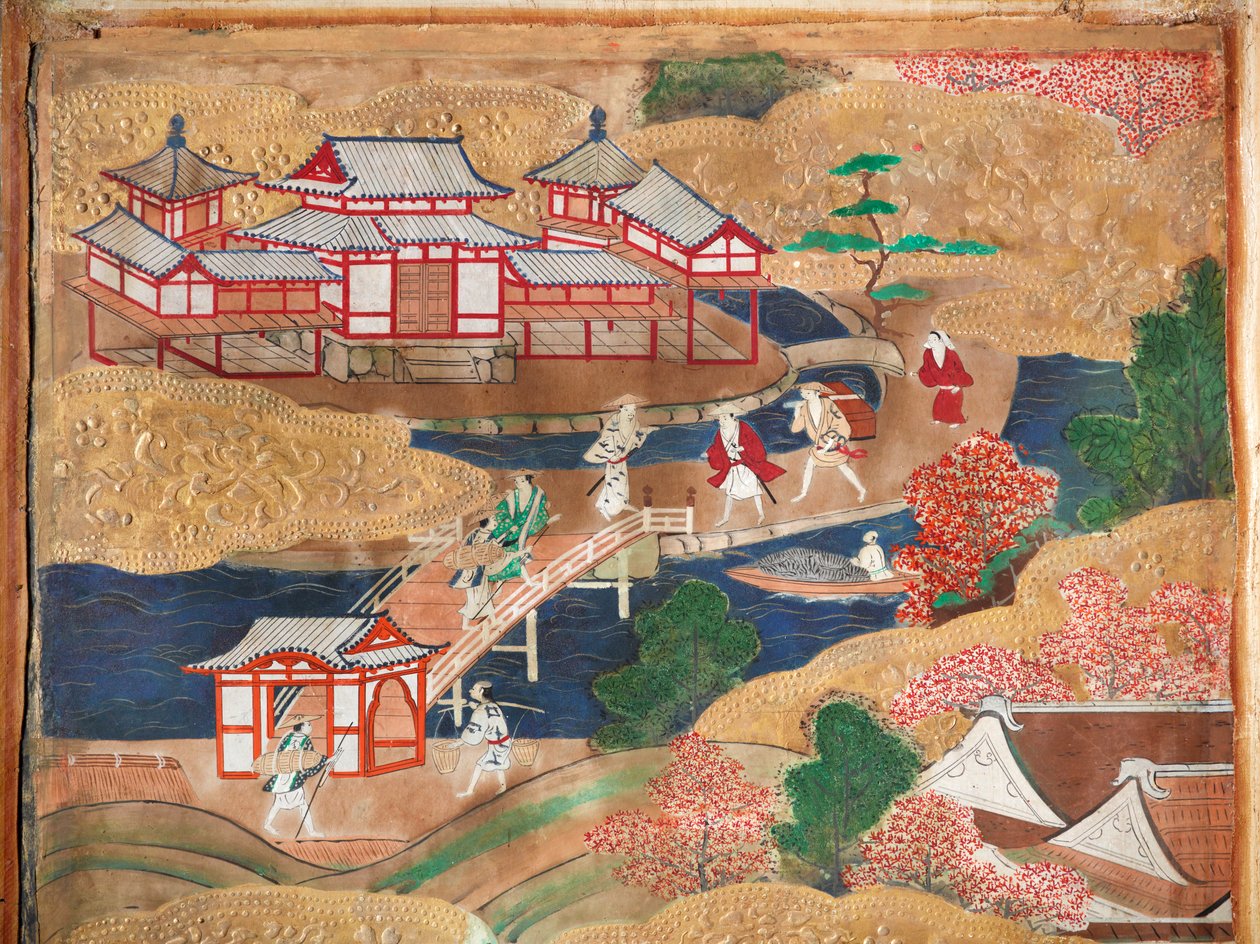 Osakazu Byobu - Biombo japonês de oito painéis (pintura) de Japanese School