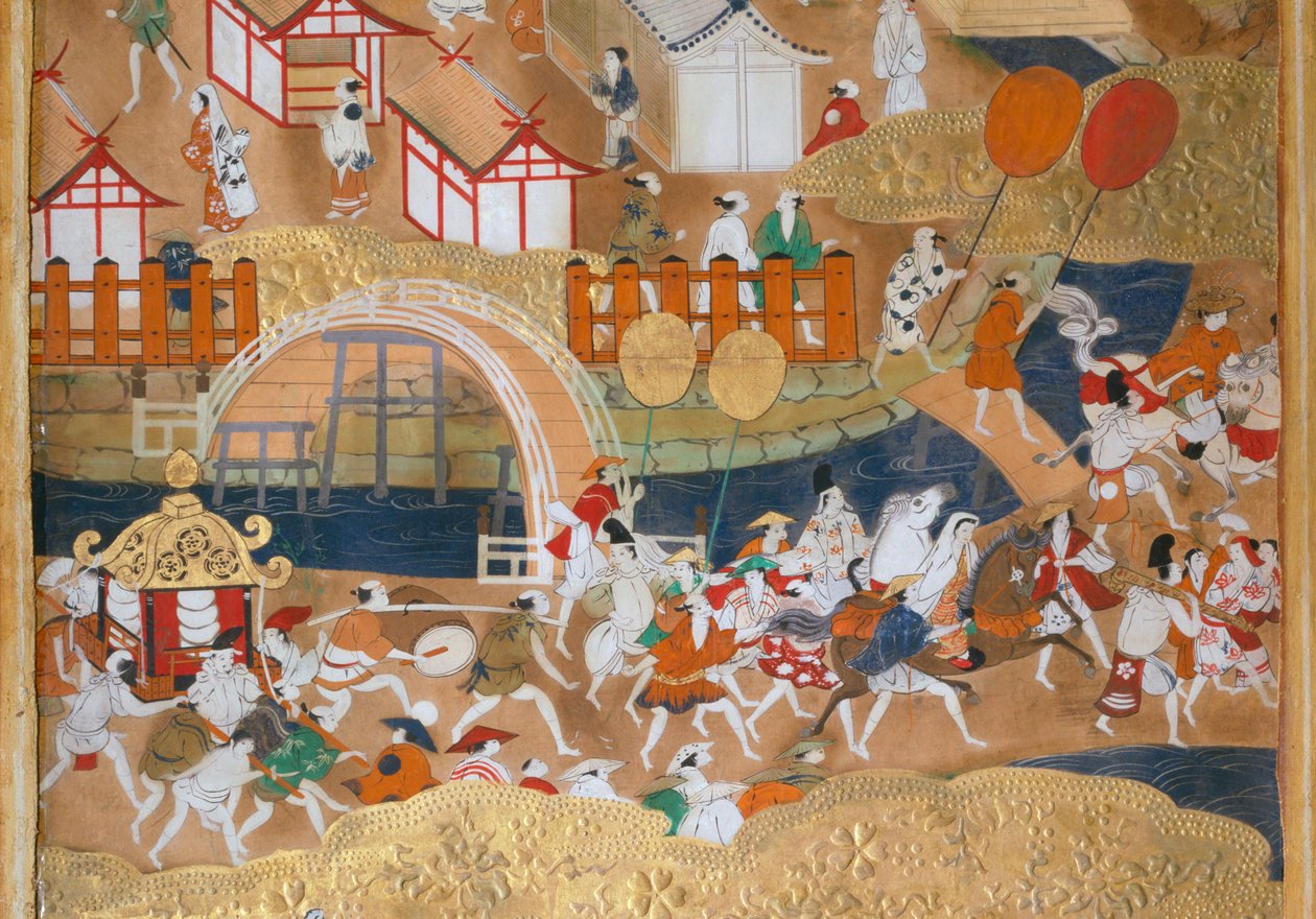 Osakazu Byobu - Biombo japonês de oito painéis (pintura) de Japanese School