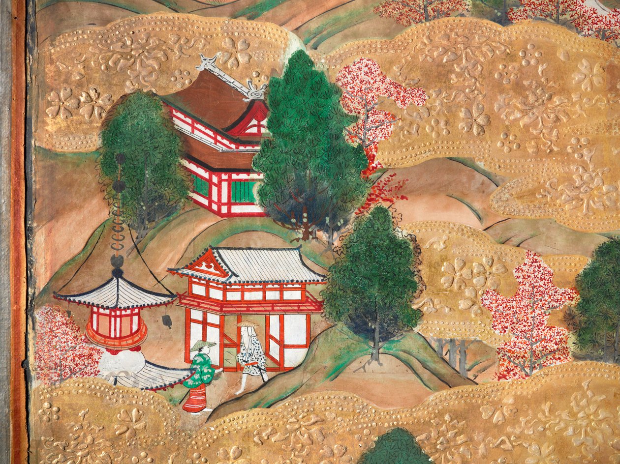 Osakazu Byobu - Biombo japonês de oito painéis (pintura) de Japanese School
