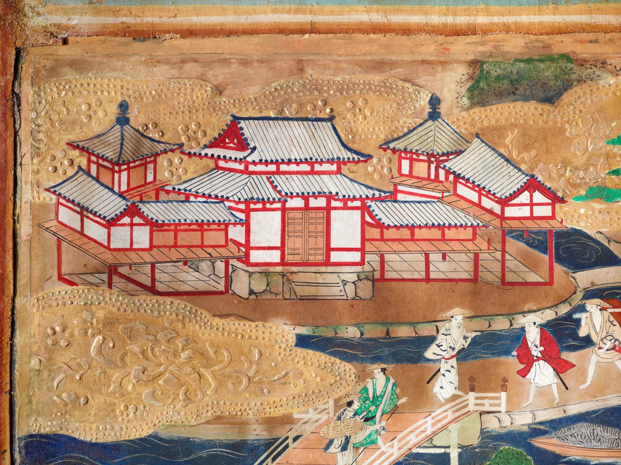 Osakazu Byobu - Biombo japonês de oito painéis (pintura) de Japanese School