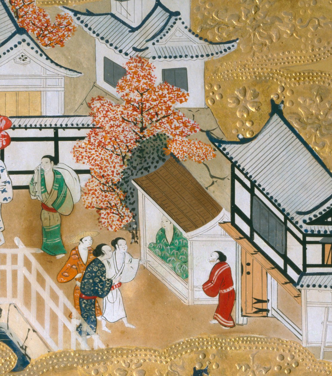 Osakazu Byobu - Biombo japonês de oito painéis (pintura) de Japanese School