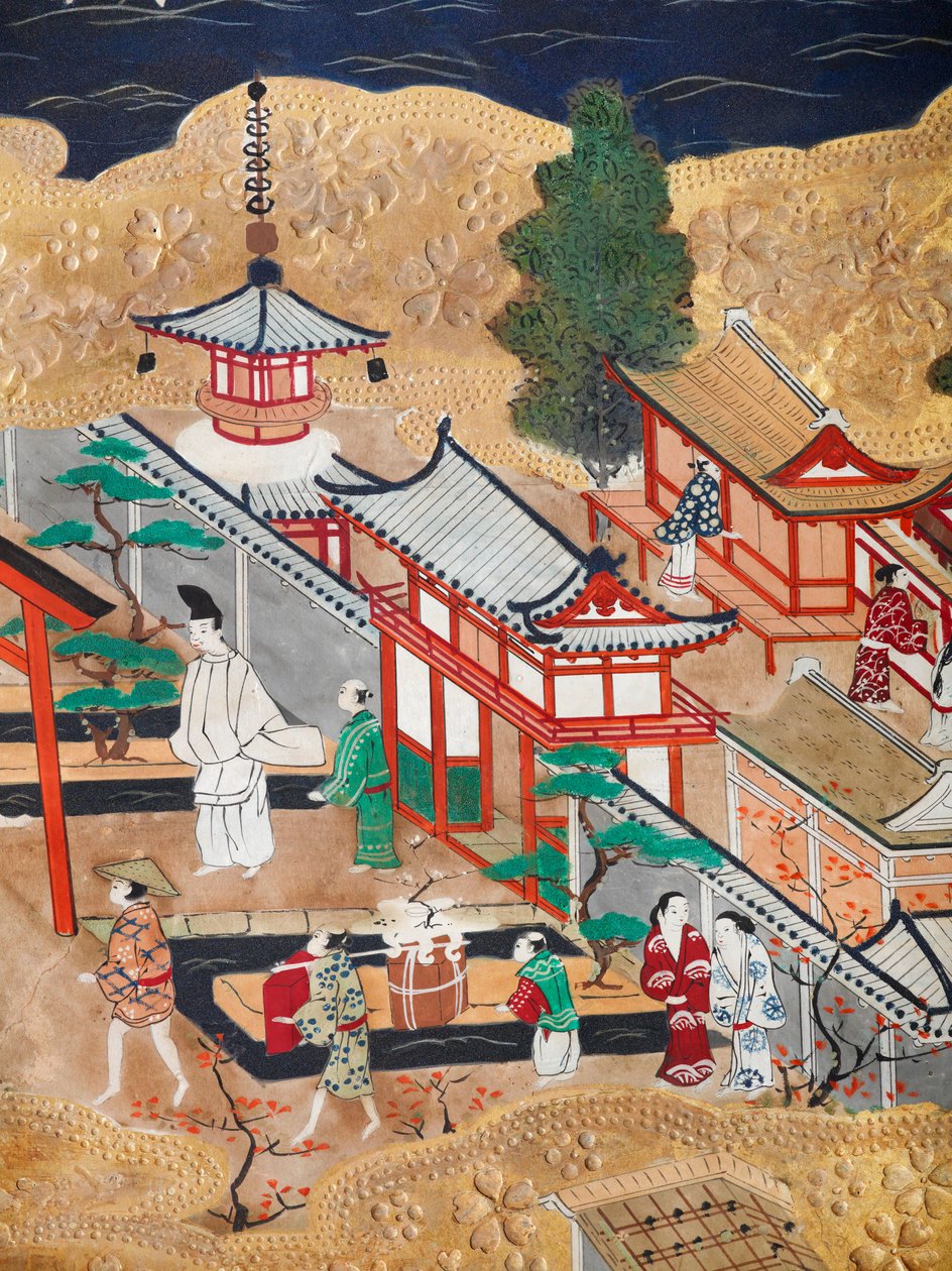 Osakazu Byobu - Biombo japonês de oito painéis (pintura) de Japanese School