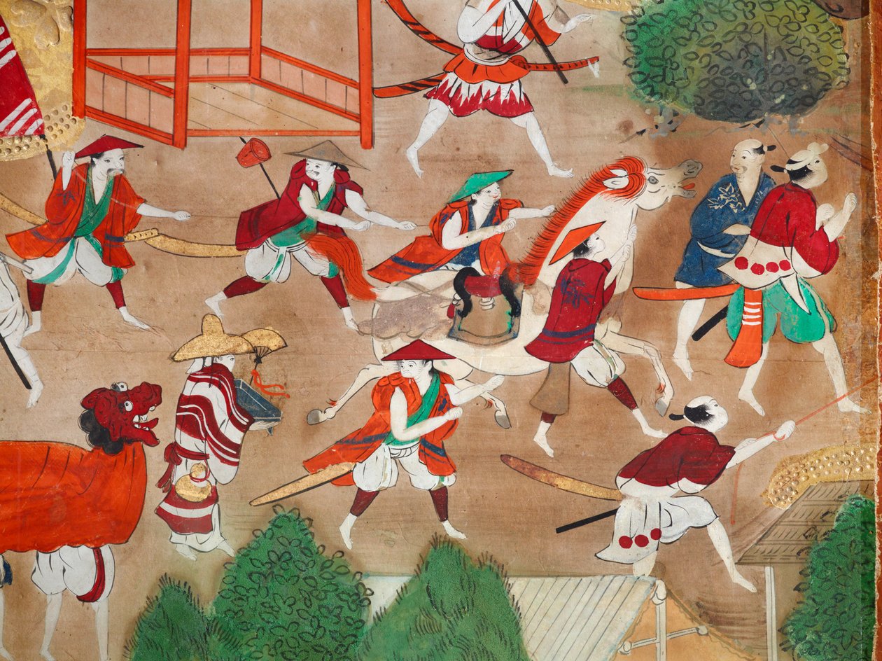 Osakazu Byobu - Biombo japonês de oito painéis (pintura) de Japanese School